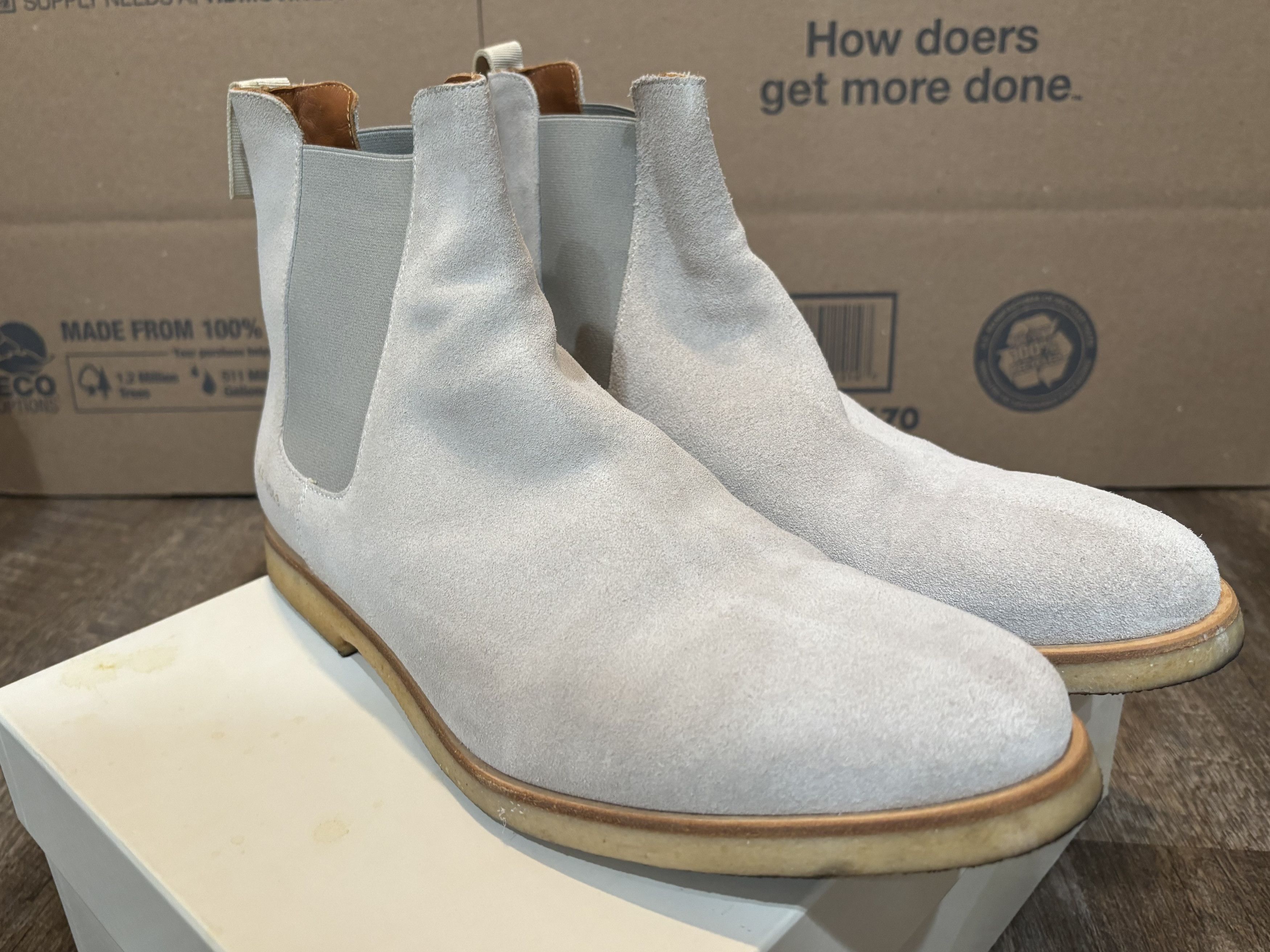 Common Projects Men\'s Suede Chelsea Boots Size 44 Dark Gray Common Projects Chelsea Boots Grey Suede (Mens 40EU/7US) | eBay main image 4