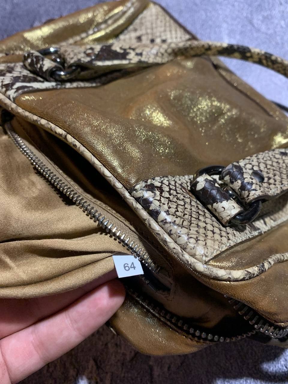 Miu Miu Miu Miu Vintage Gold Metallic Leather Zip Tote Bag Italy Size ONE SIZE - 13 Thumbnail