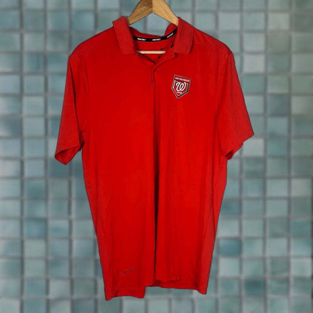 Nike VINTAGE Nike West Palm Beach 2018 Red Golf Polo Dri Fit Large XL Men Polo Shirt Red Size US XL / EU 56 / 4 - 1 Thumbnail