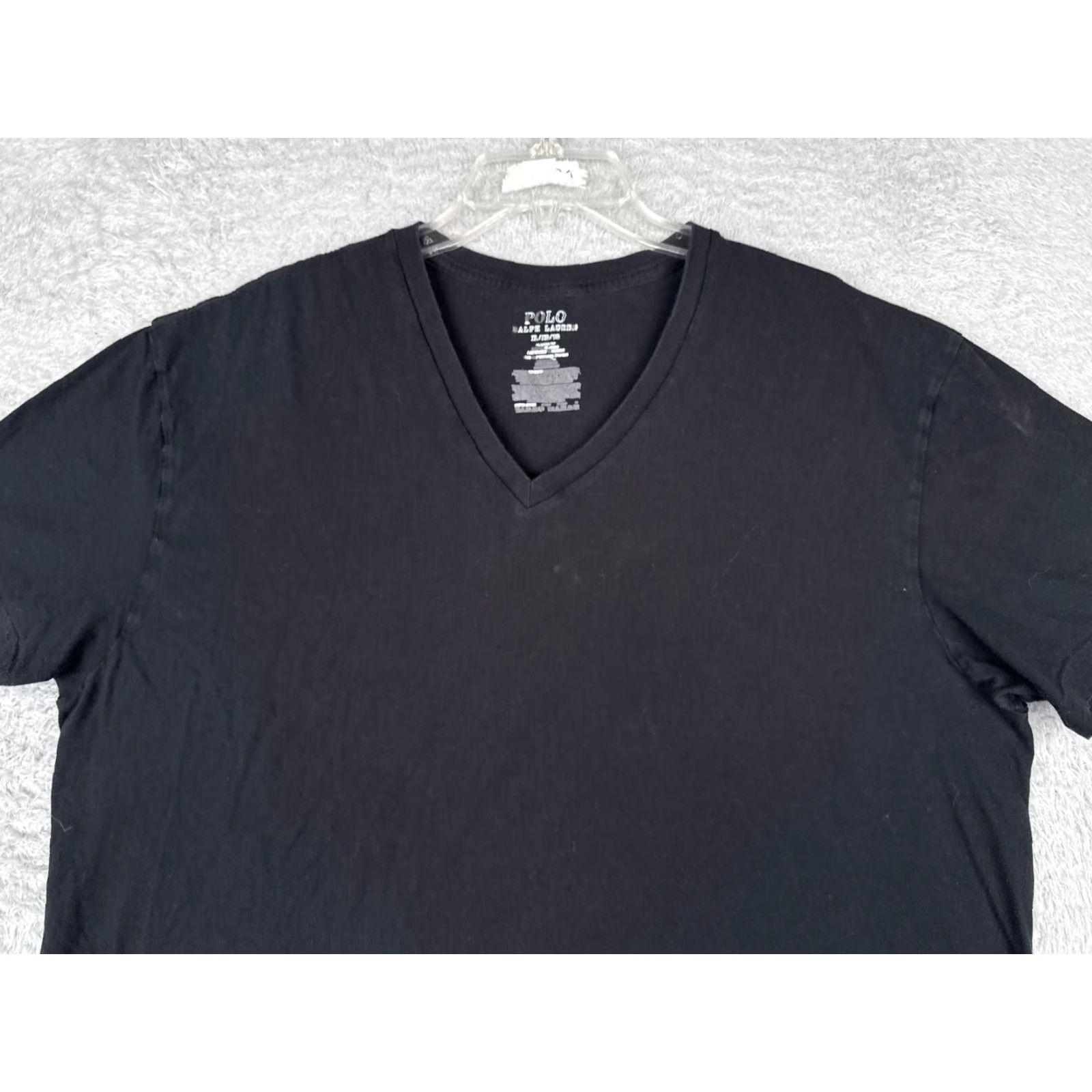 Ralph Lauren VINTAGE Polo Ralph Lauren Shirt Adult XL Black V-Neck Cotton Jersey Classic Fit Mens Size US XL / EU 56 / 4 - 4 Thumbnail