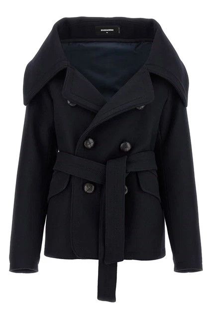 Dsquared2 DSQUARED2 Navy Wool Robe Coat New & Authentic Size S / US 4 / IT 40 - 1 Thumbnail