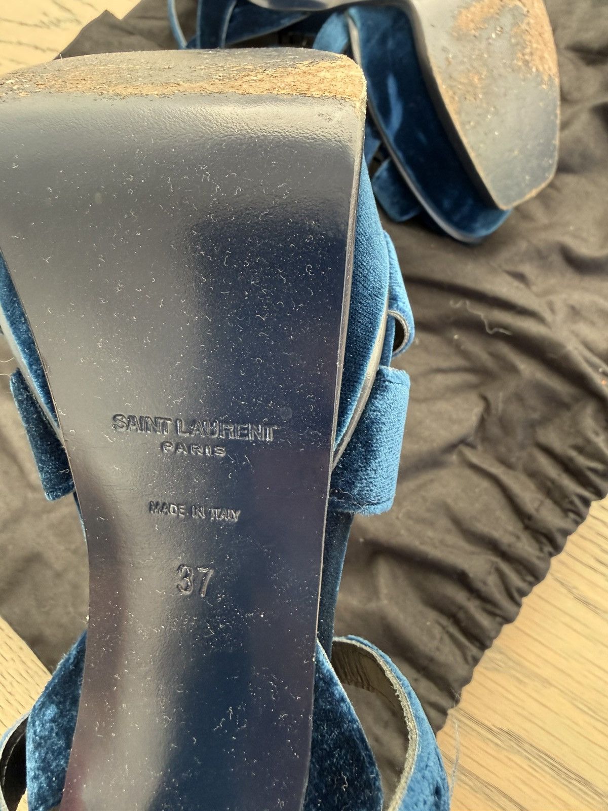 Saint Laurent Paris Saint Laurent Tribute Velvet Navy Blue Platform Size US 7 / IT 37 - 5 Thumbnail