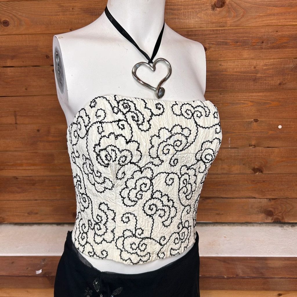 Vintage Vintage Victorian Style White Bridal Corset Bluse Size XS / US 0-2 / IT 36-38 - 2 Thumbnail