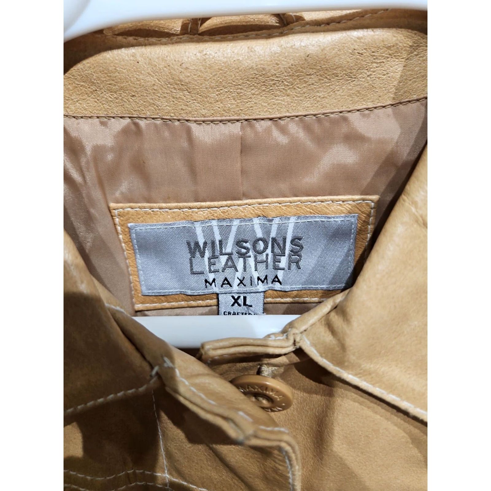 Vintage VINTAGE Wilsons Leather Trench Coat Womens XL Beige Leather Lined Long Button 30" Fall Spring Summer Winter Vintage/Coat/Trench Size XL / US 12-14 / IT 48-50 - 6 Thumbnail