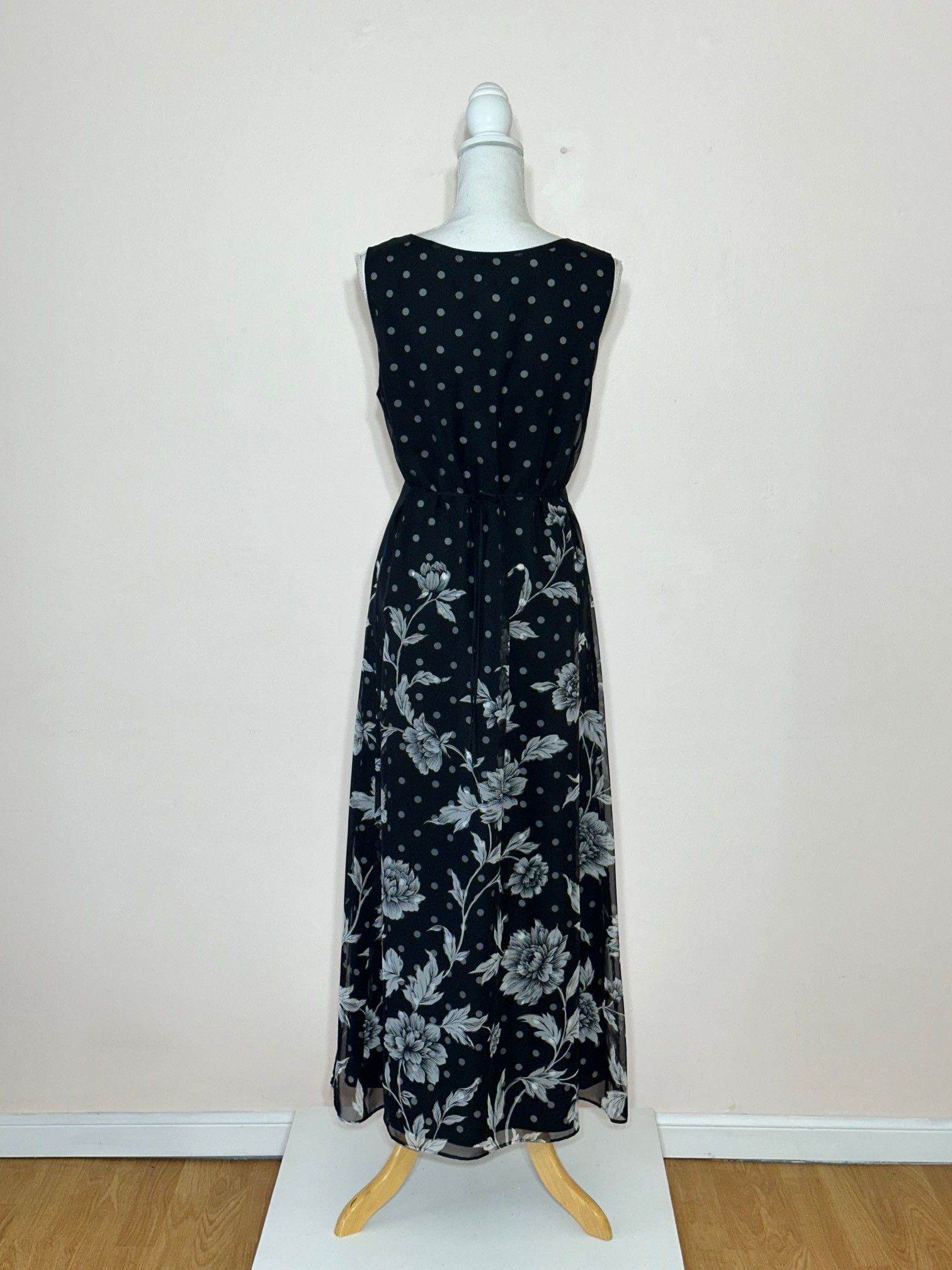 Vintage Jessica Howard Floral with Polka Dot Underlay Maxi Dress Size XL / US 12-14 / IT 48-50 - 5 Thumbnail