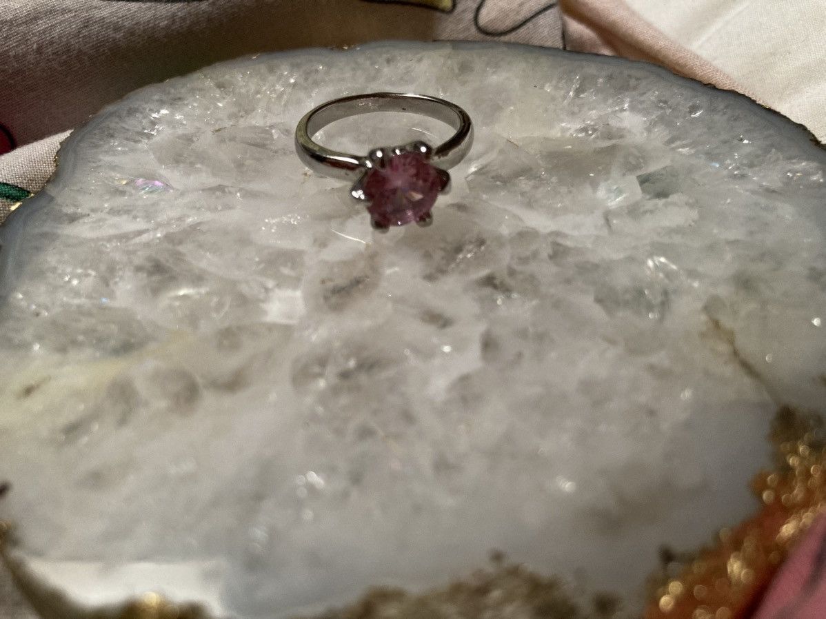 Other Pink gemmed silver plated ring Size ONE SIZE - 2 Thumbnail