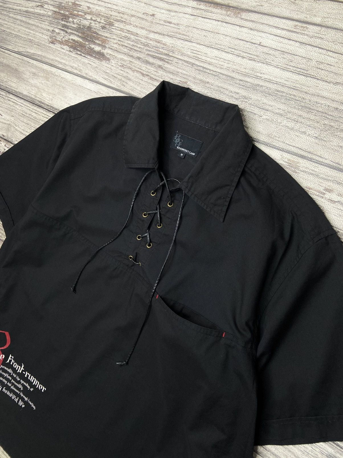 If Six Was Nine × Japanese Brand × Le Grande Bleu (L.G.B.) 🔥Beaumont Carr Poem Goth Bondage Tie Shirts Size US L / EU 52-54 / 3 - 6 Thumbnail