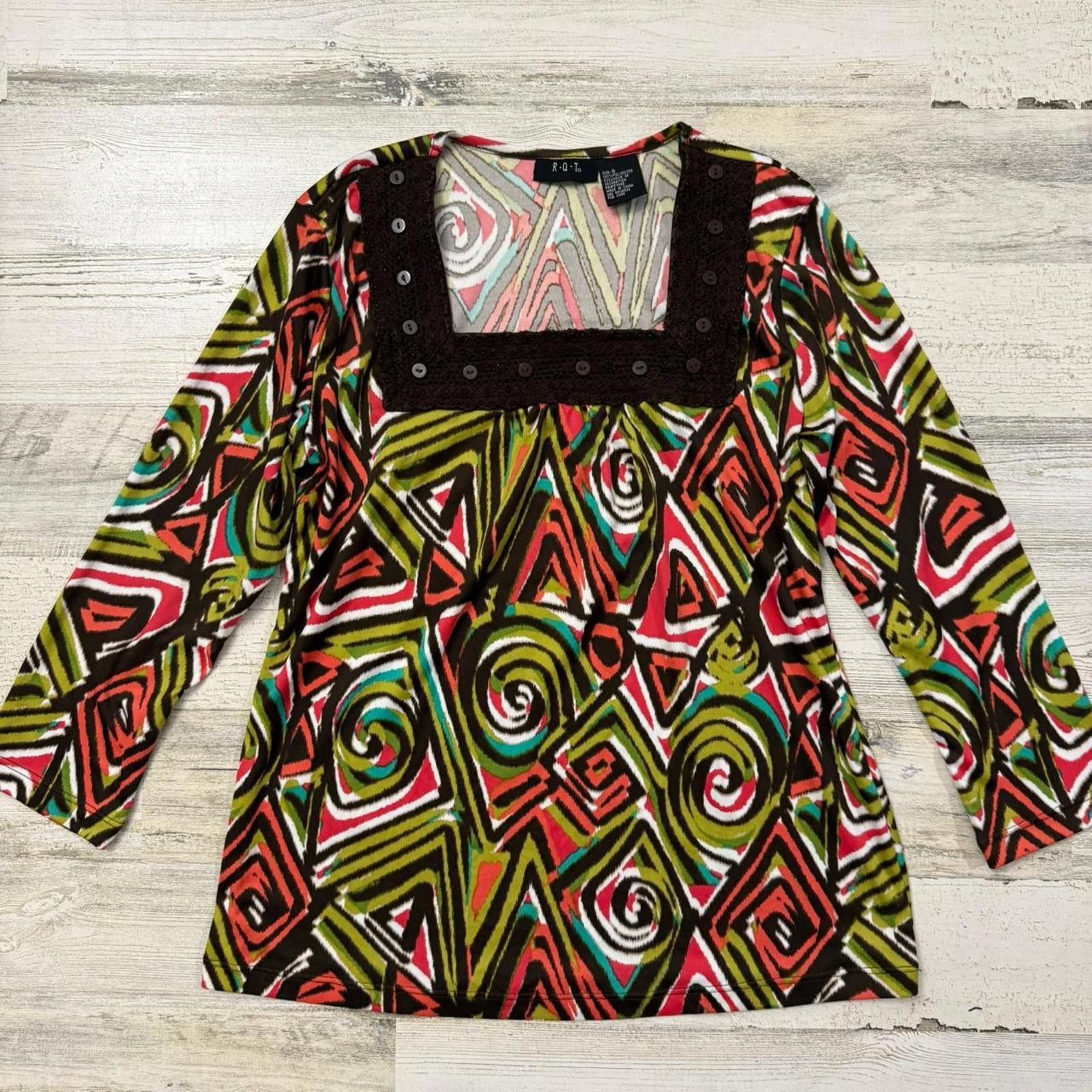 Designer Y2k R.Q.T Retro Abstract Boho Indie 3/4 sleeve small Size S / US 4 / IT 40 - 1 Thumbnail
