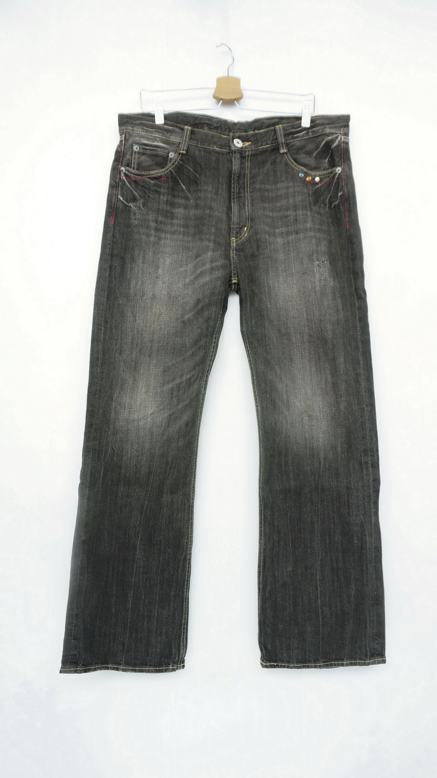 Japanese Brand 🔴 Vtg Japanese Brand Embroidery Wings Distressed Jeans Size US 36 / EU 52 - 2 Thumbnail