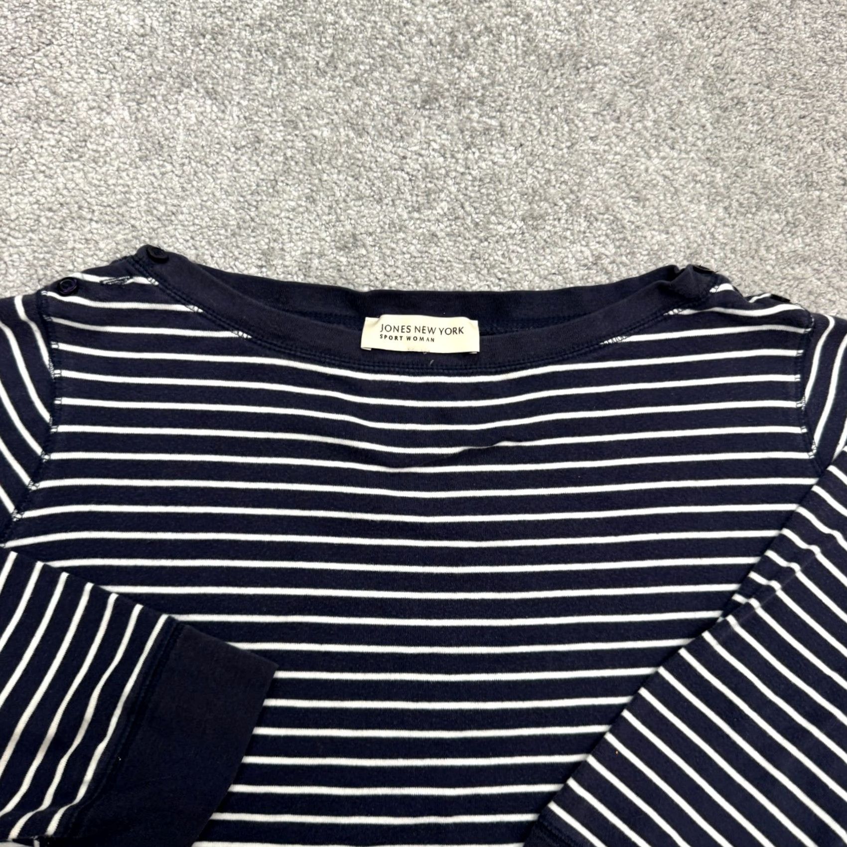 Jones New York Jones New York Boat Neck 3/4 Sleeve T-Shirt Womens 2XL Navy Blue Striped Cotton Tee Size XXL / US 16-18 / IT 52-54 - 5 Thumbnail