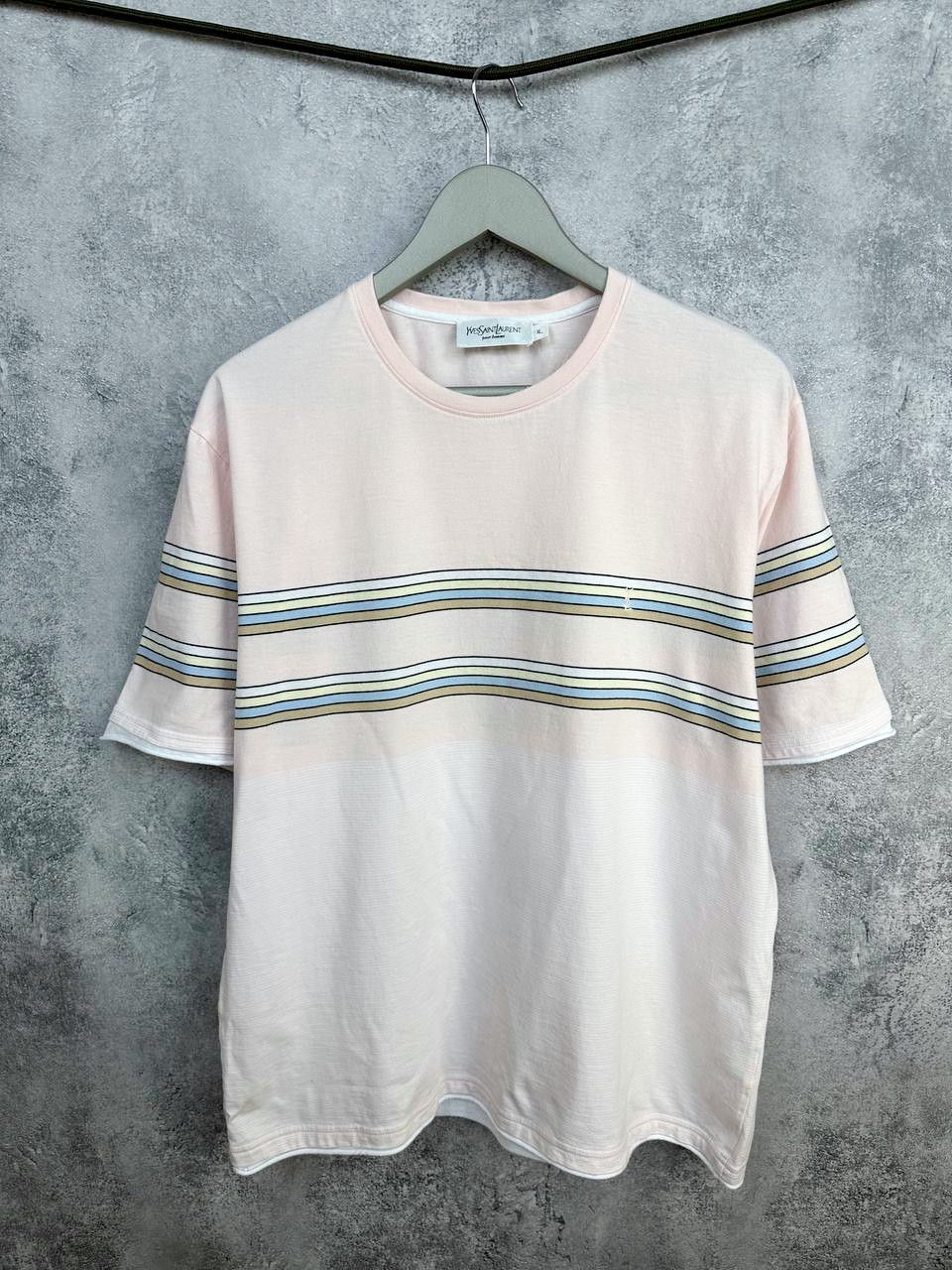 Yves Saint Laurent Yves Saint Laurent YSL Striped T-Shirt Crew Neck Pink Tee Size US XL / EU 56 / 4 - 1 Thumbnail