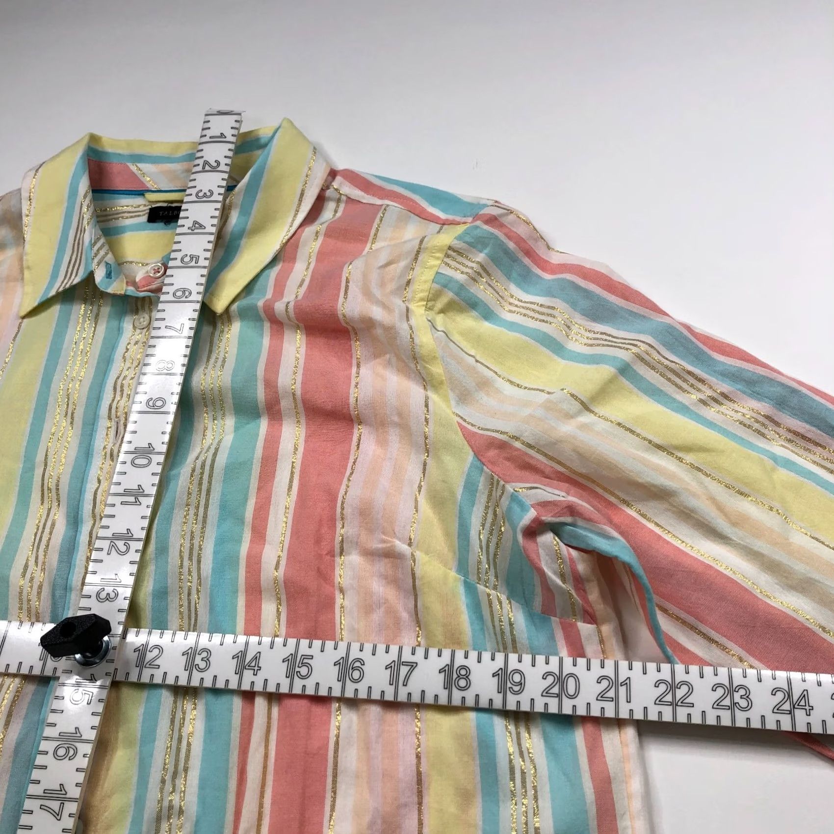 Talbots Talbots Button-Up Shirt Striped Long Sleeve Yellow MINT Large Regular Women's Size L / US 10 / IT 46 - 4 Thumbnail