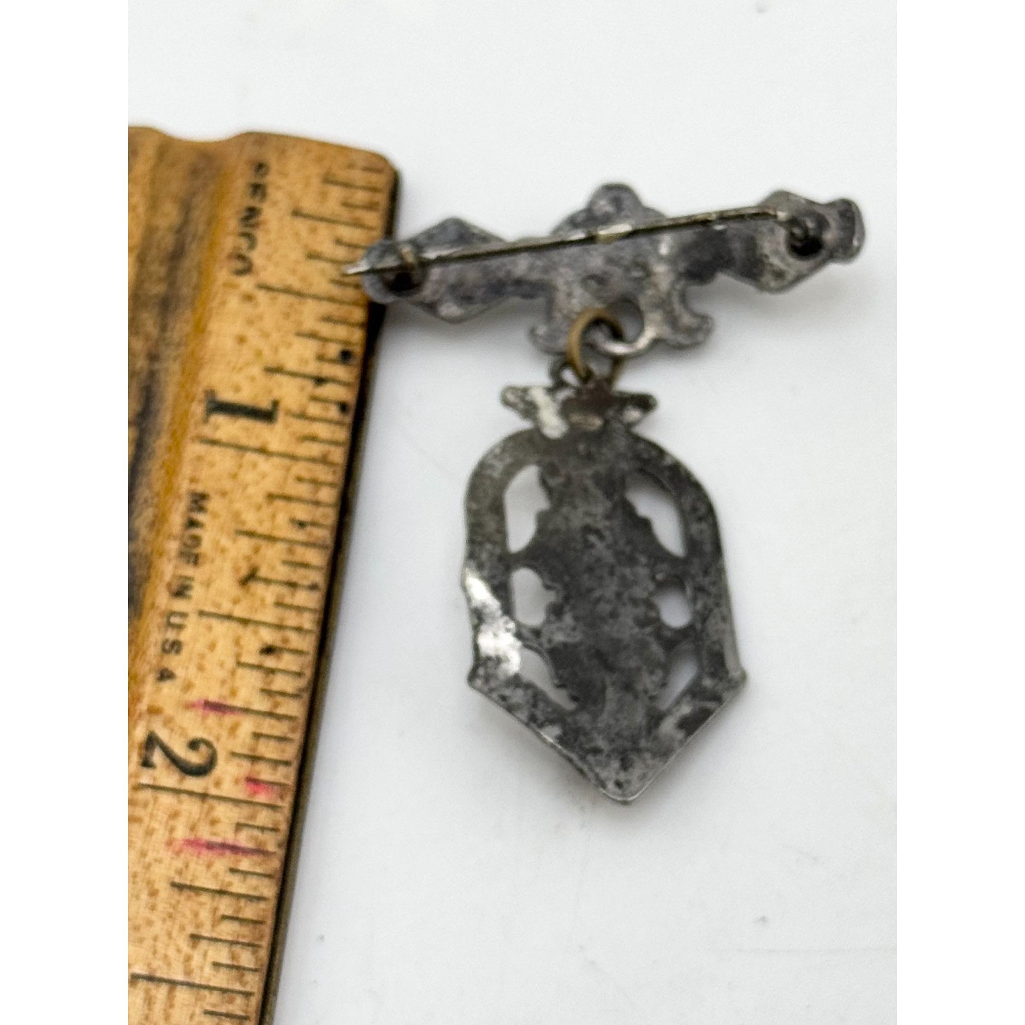 Vintage Estate Art Deco Paste rhinestone hanging brooch pin Size ONE SIZE - 4 Thumbnail