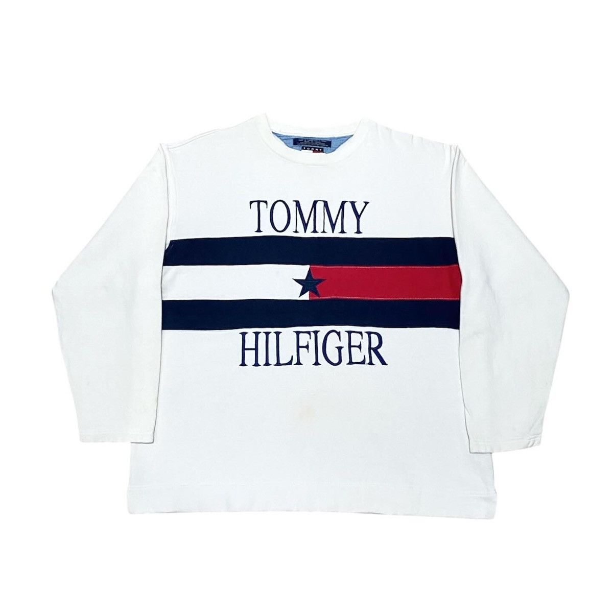 Tommy Hilfiger × Vintage Vintage Tommy Hilfiger Big Flag Sweatshirt Size US L / EU 52-54 / 3 - 1 Thumbnail