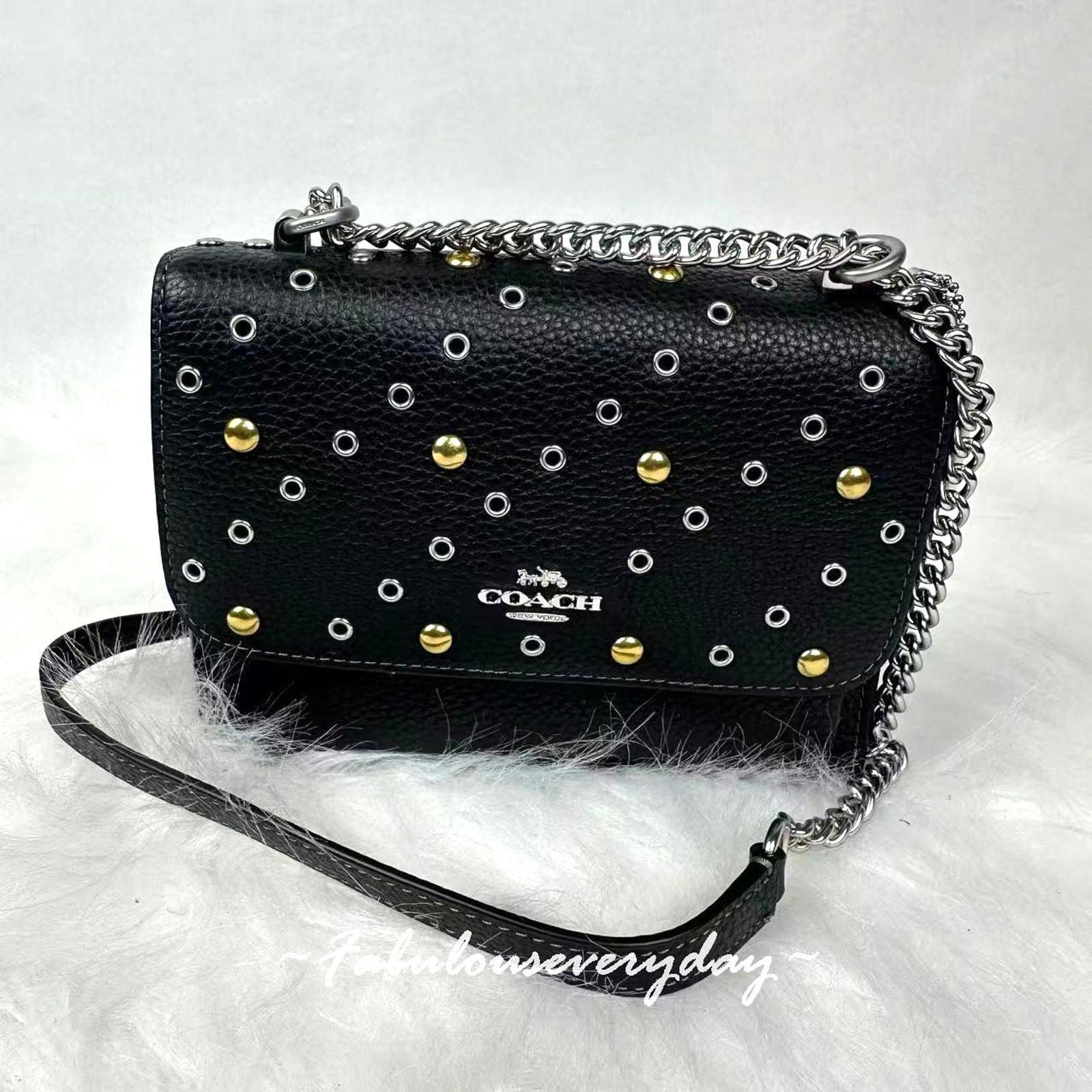 Coach Mini Klare Crossbody Bag Rivets Leather/Silver/Black