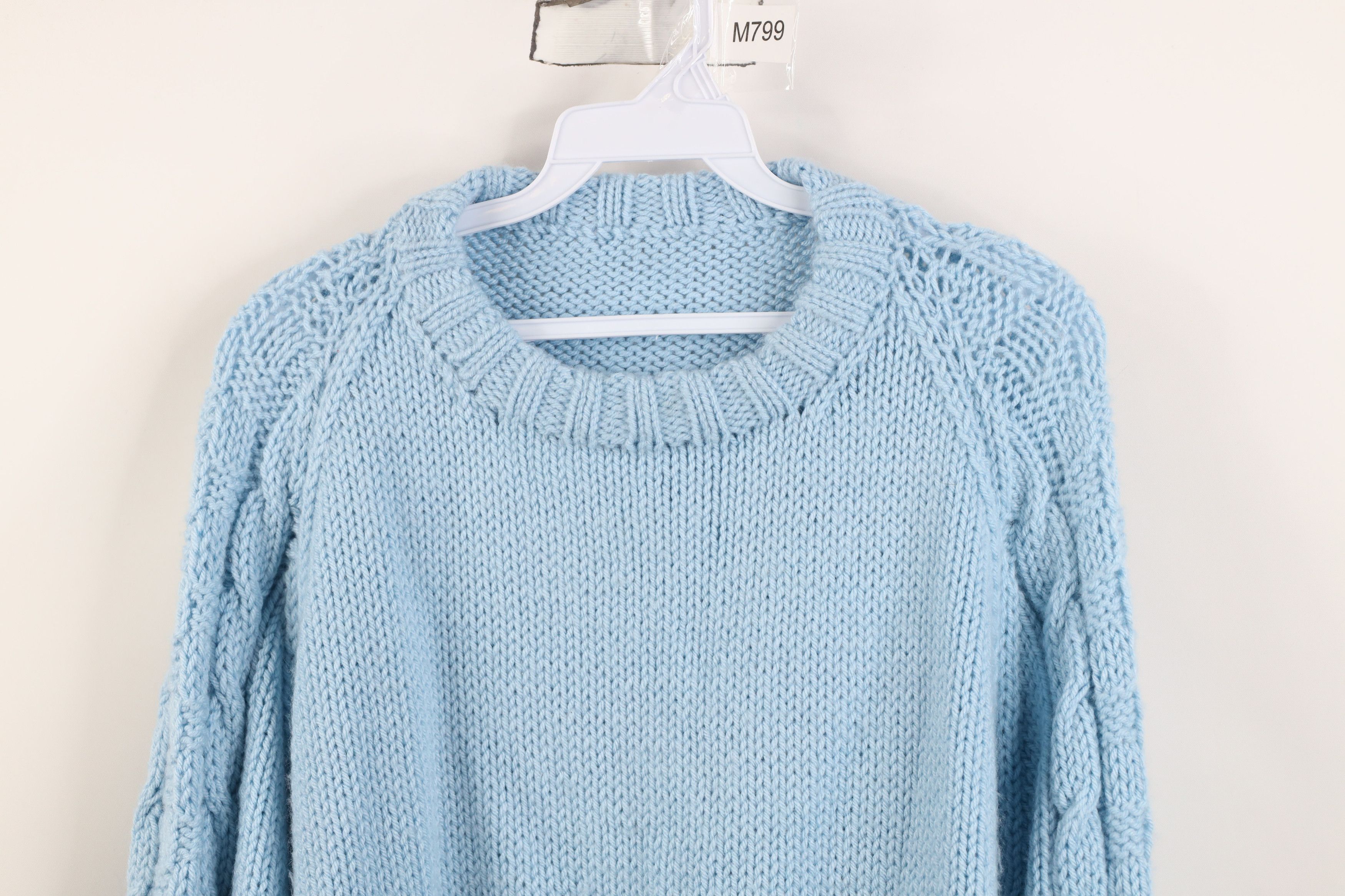 Vintage Vintage 70s Streetwear Chunky Ribbed Cable Knit Sweater Blue Size XXL / US 16-18 / IT 52-54 - 2 Thumbnail