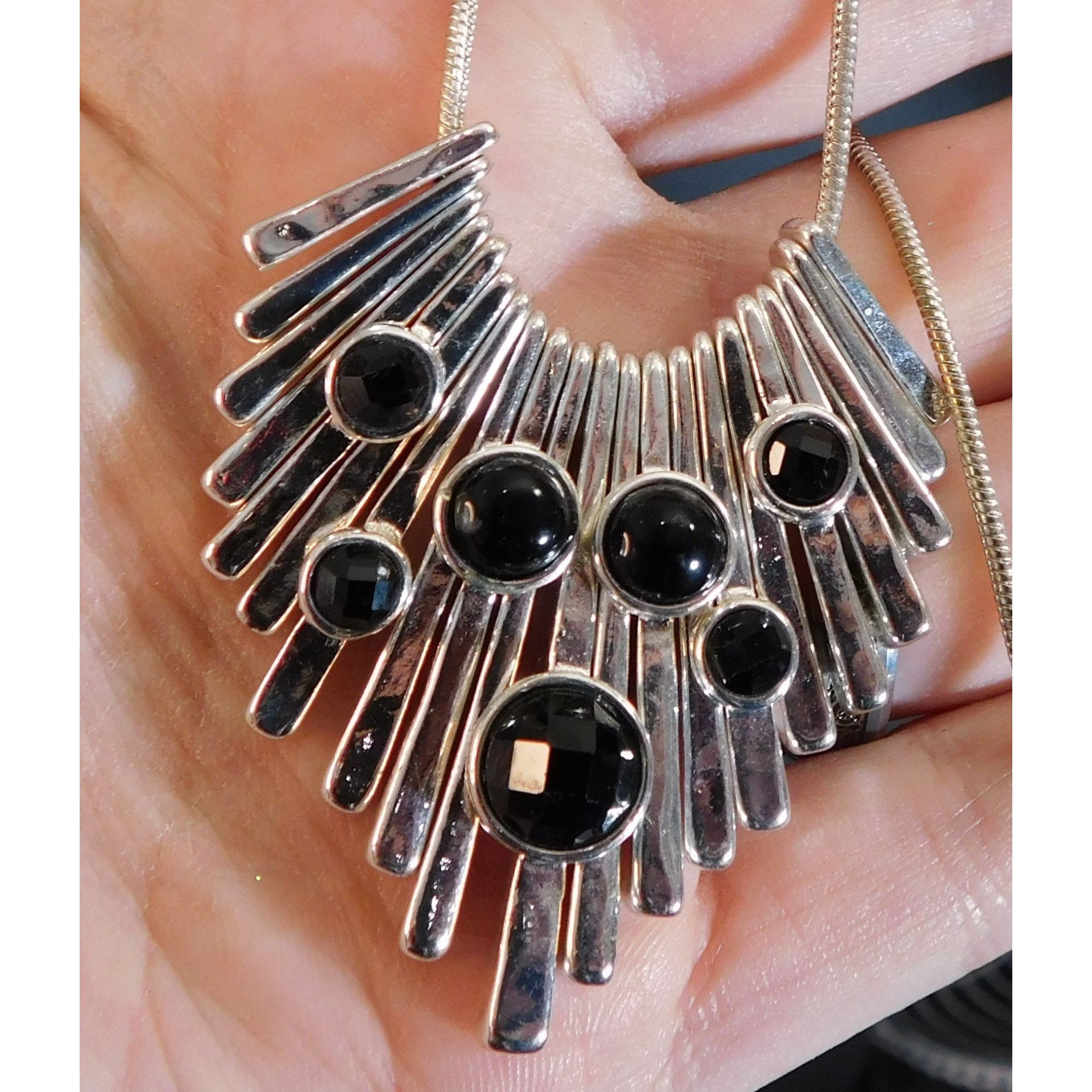 Other Art Deco Gothic Cascade Charm Necklace With Black Stones Size ONE SIZE - 3 Thumbnail