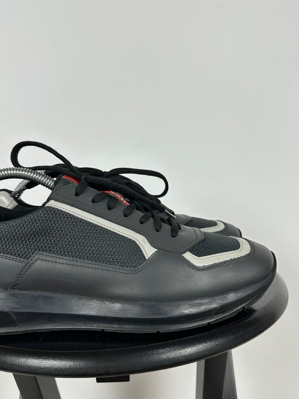 Prada Prada Grey Leather Red Tab Sneakers Size US 6.5 / EU 39-40 - 15 Thumbnail