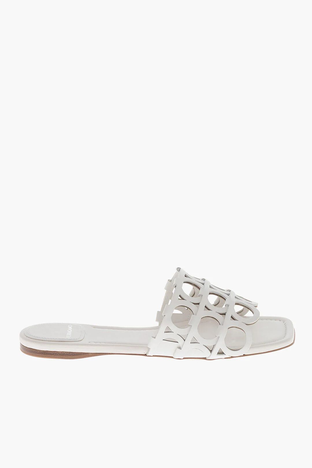Salvatore Ferragamo og1mm0426 Perforated Leather Slides in White Size US 7.5 / IT 37.5 - 1 Thumbnail