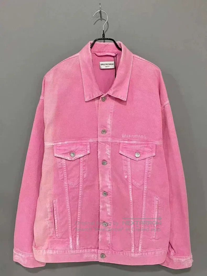 Balenciaga Balenciaga Pink Washed Denim Jacket Size US M / EU 48-50 / 2 - 1 Thumbnail