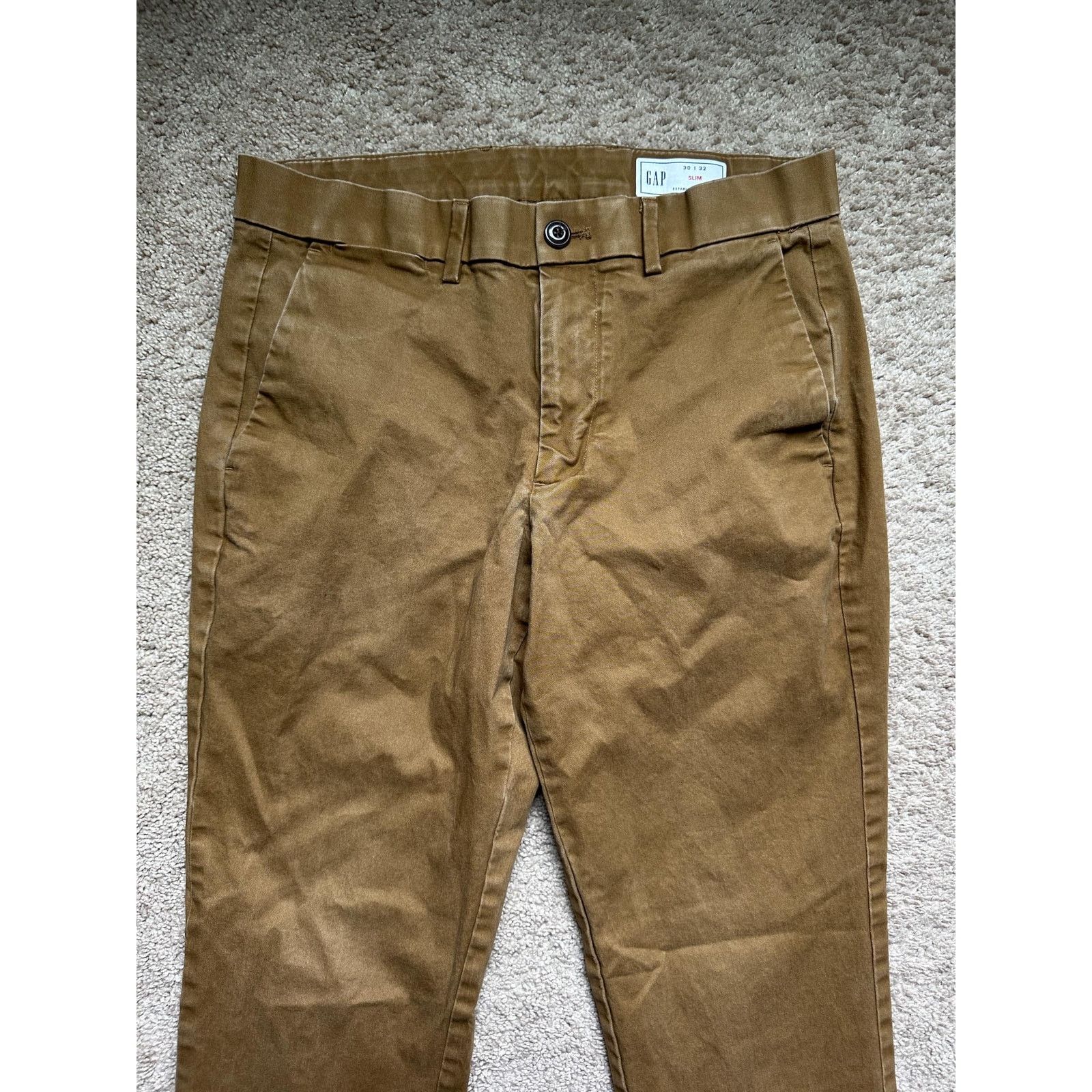 Gap Gap Slim Fit Mid Rise Straight Trouser Pants Brown 30 x 32 Size US 30 / EU 46 - 4 Thumbnail
