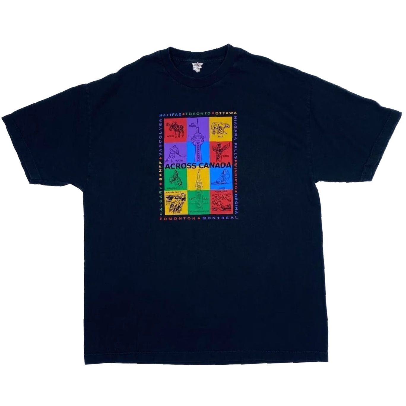 Vintage VINTAGE ACROSS CANADA Multi Coloured Spellout Souvenir Graphic T-Shirt XL Black Men XL Graphic T-Shirt Souvenir Size US XL / EU 56 / 4 - 2 Thumbnail