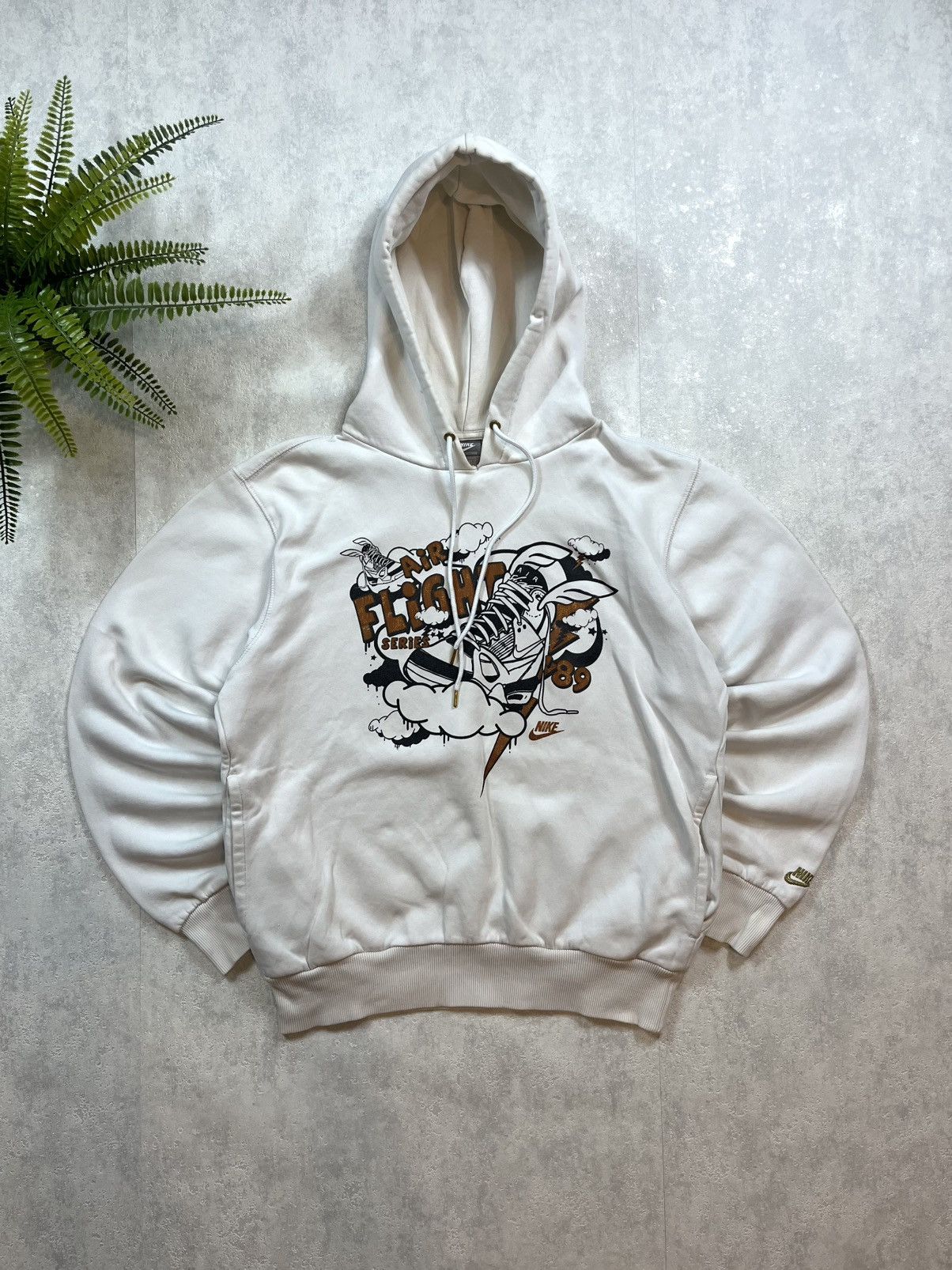 Nike × Vintage 00s Nike Air Flight Vintage Y2K Oversized Retro Hoodie Size US S / EU 44-46 / 1 - 1 Thumbnail