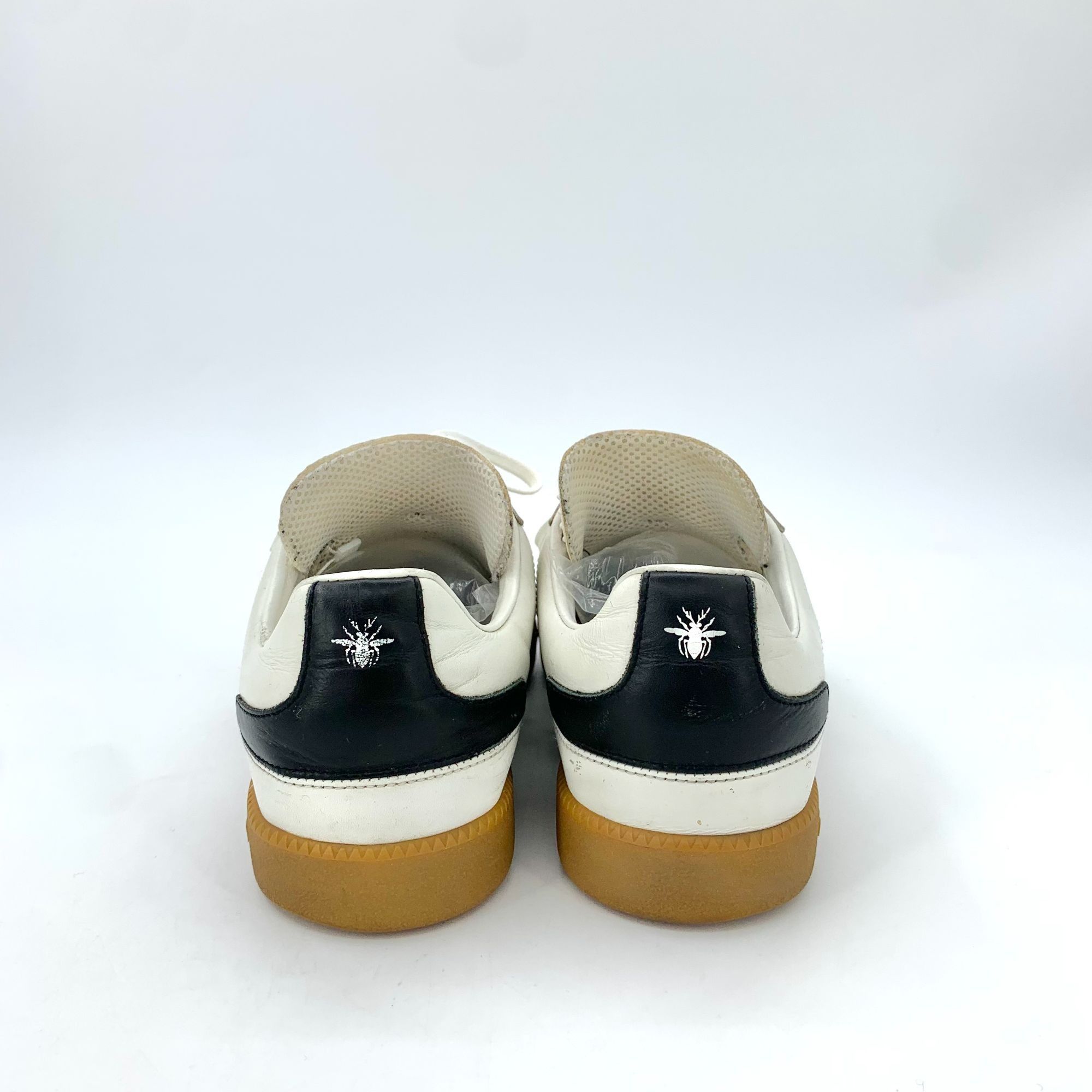 Dior Mens White & Black Lace-Up Sneakers With Bee Print Size