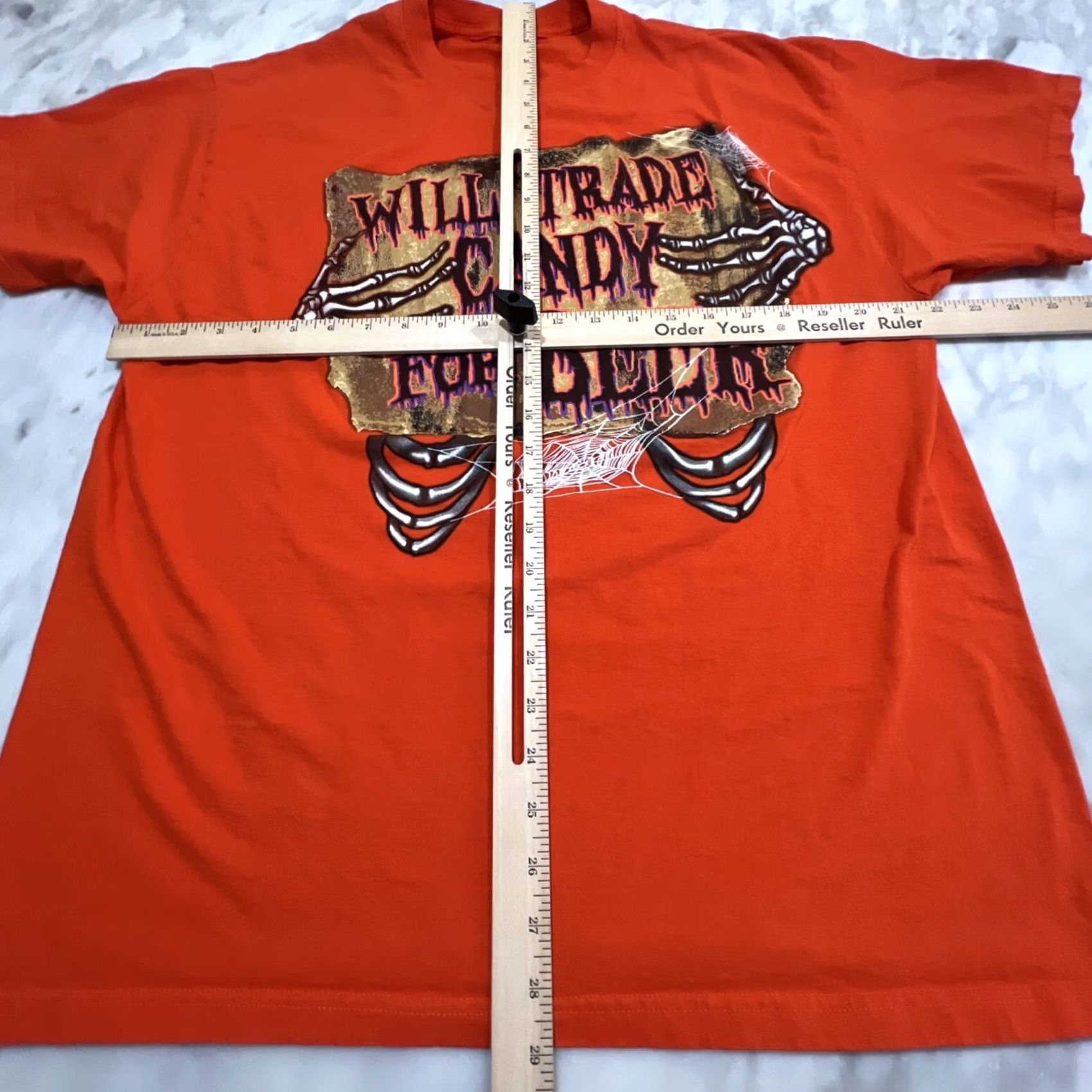 Jerzees Jerzees T Shirt Halloween Graphic Print Orange XL Men Crew Neck 100% Cotton Funny Trick Treat Vest? Size US XL / EU 56 / 4 - 5 Thumbnail