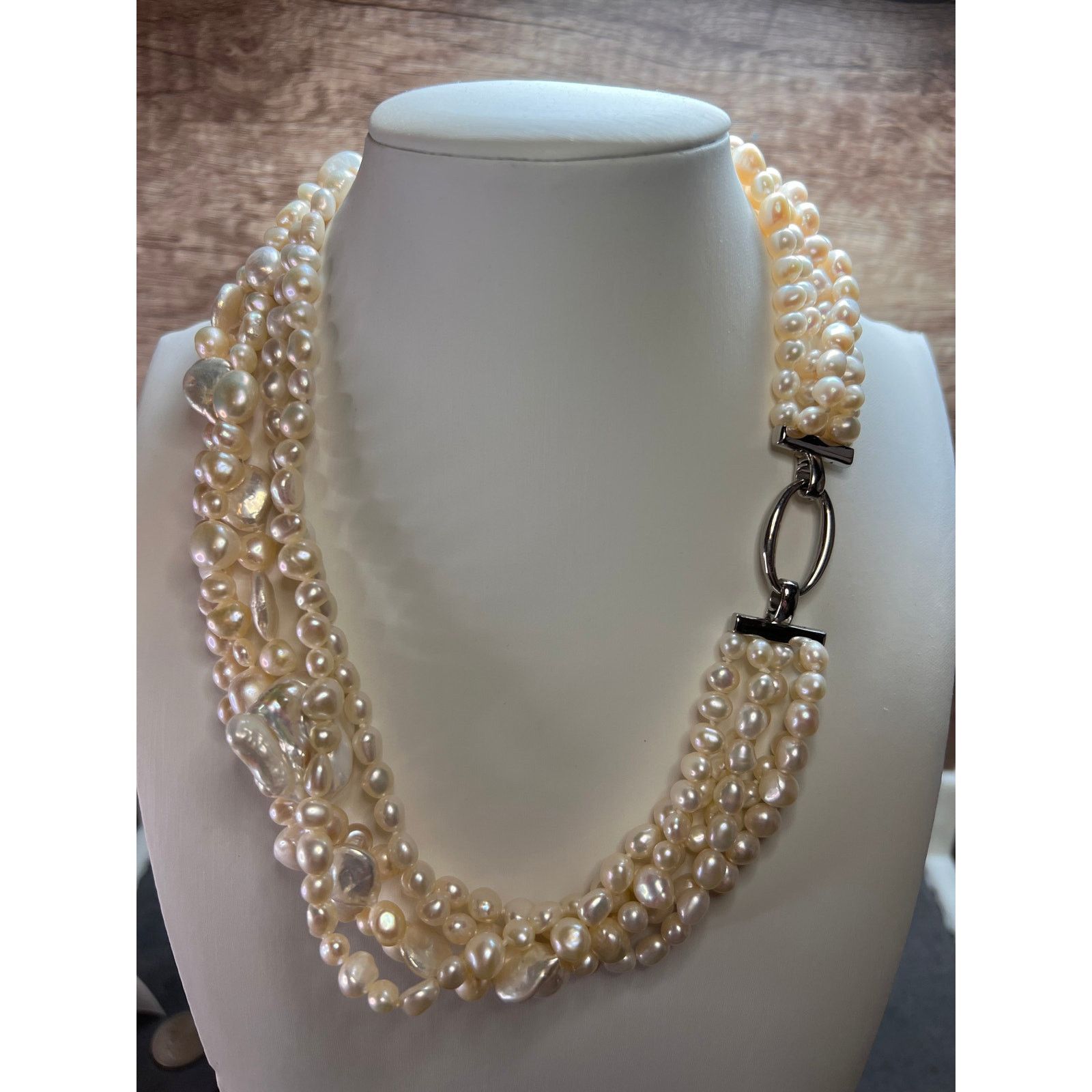 Other Lucas Lameth pearl 5 strand necklace with 925 silver clasp Size ONE SIZE - 3 Thumbnail