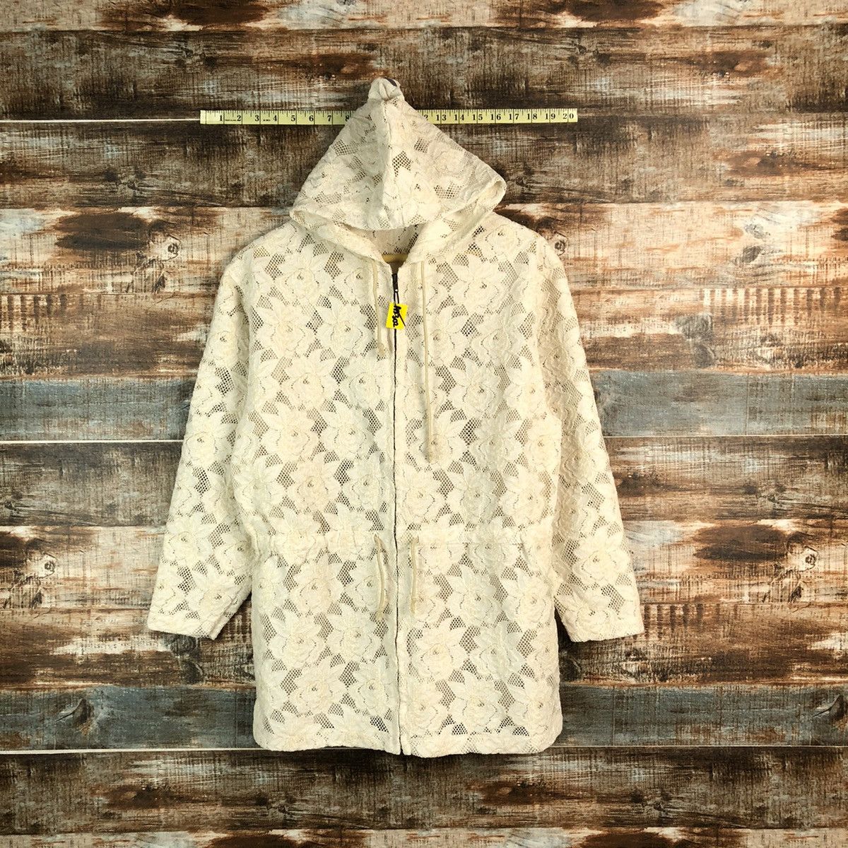Homespun Knitwear Splash White crochet meshnet art Cardigan Knitwear #A2302 Size M / US 6-8 / IT 42-44 - 1 Thumbnail