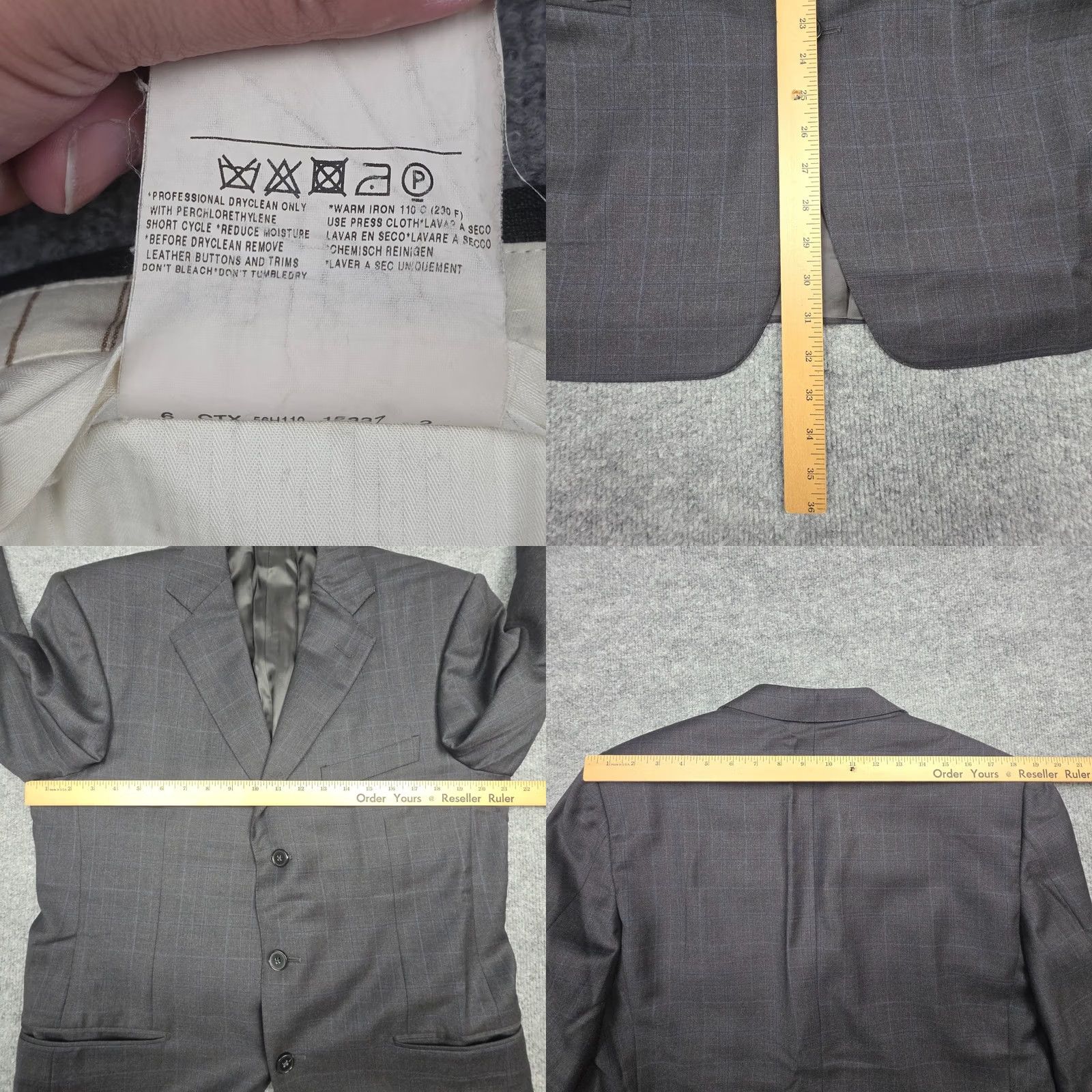 Ermenegildo Zegna Ermenegildo Zegna Suit 2 Piece Trofeo Plaid Wool Blazer 52R/42R Gray Navy Denim? Size 52R - 10 Thumbnail