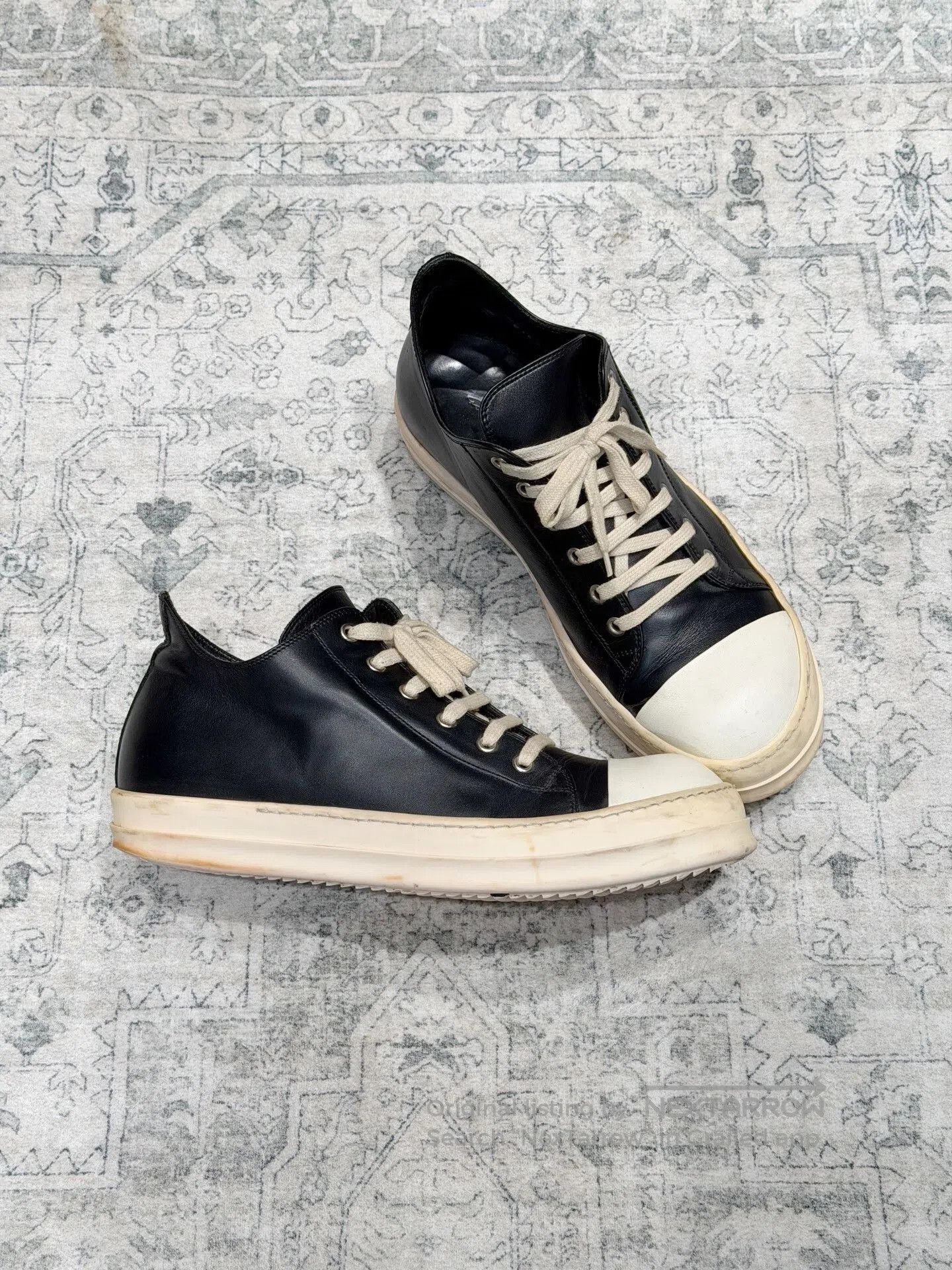 Rick Owens Rick Owens Low-Top Leather Black White. Size US 10 / EU 43 - 3 Thumbnail