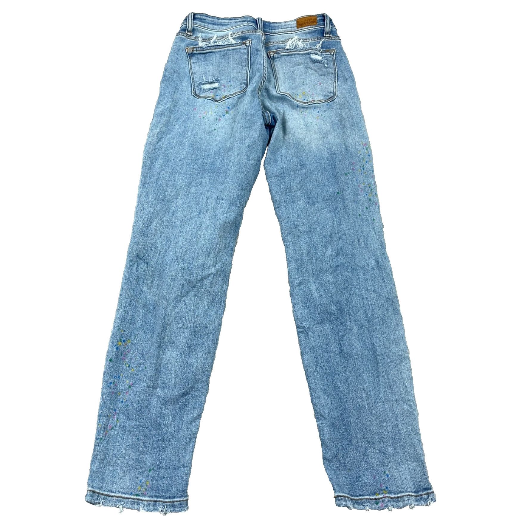 Vintage Judy Blue Jeans Women 3 26 Boyfriend Fit Med Was h Paint Splatter Rips Holes Jeans_Blue Regular 5-Pocket Denim Distressed Medium Size 26" / US 2 / IT 38 - 2 Thumbnail