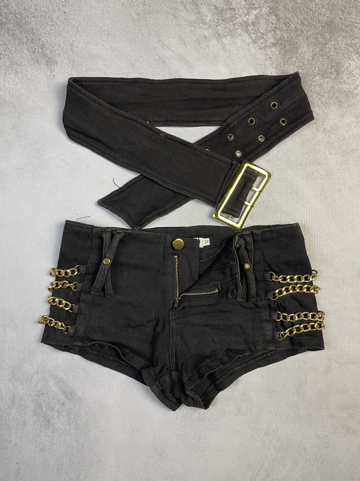 Japanese Brand Y2k Stella D.i.a Style Gold Chain Belted Gyaru Micro Shorts Size 25" / US 0 / IT 36 - 1 Thumbnail