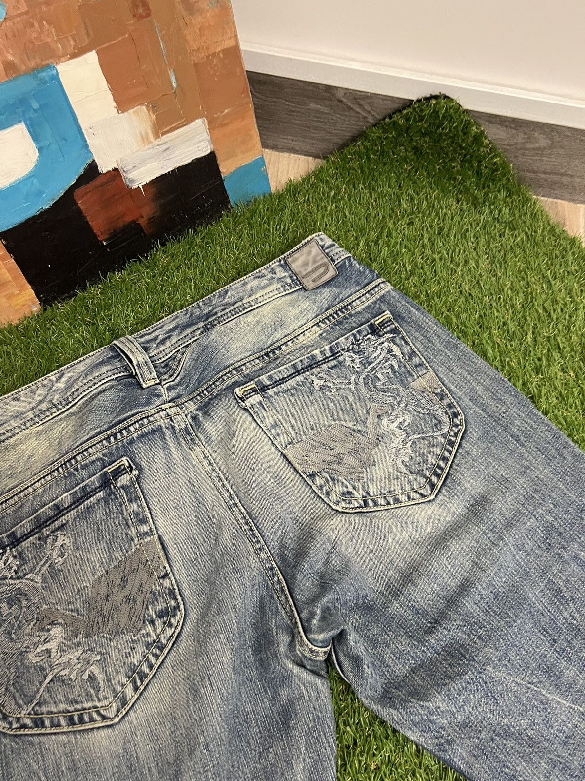 Diesel Diesel Viker Dragon Distressed Denim Light Blue Jeans Pants Size US 34 / EU 50 - 3 Thumbnail
