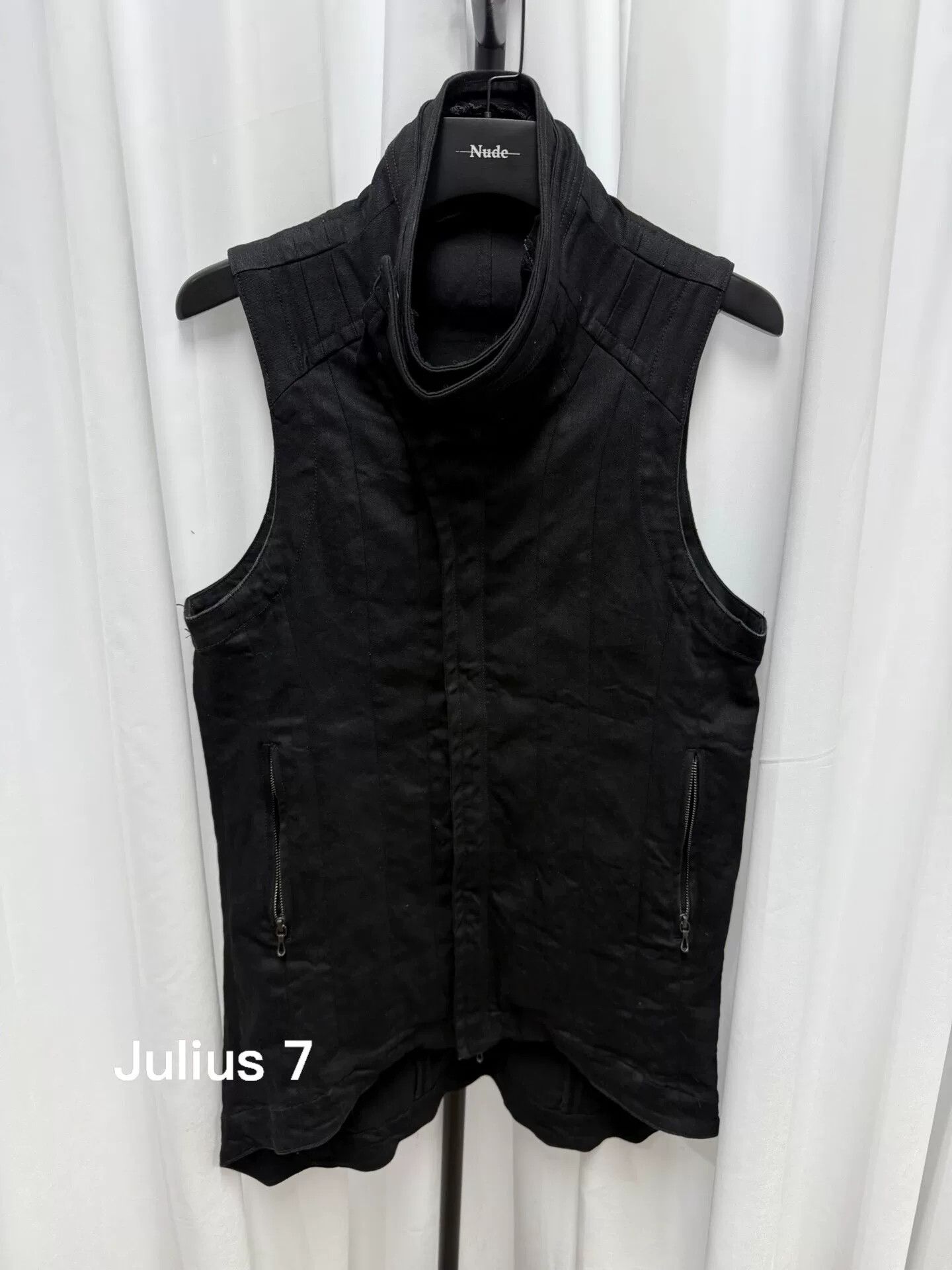 Stylish Black Denim Stand-Up Collar Vest