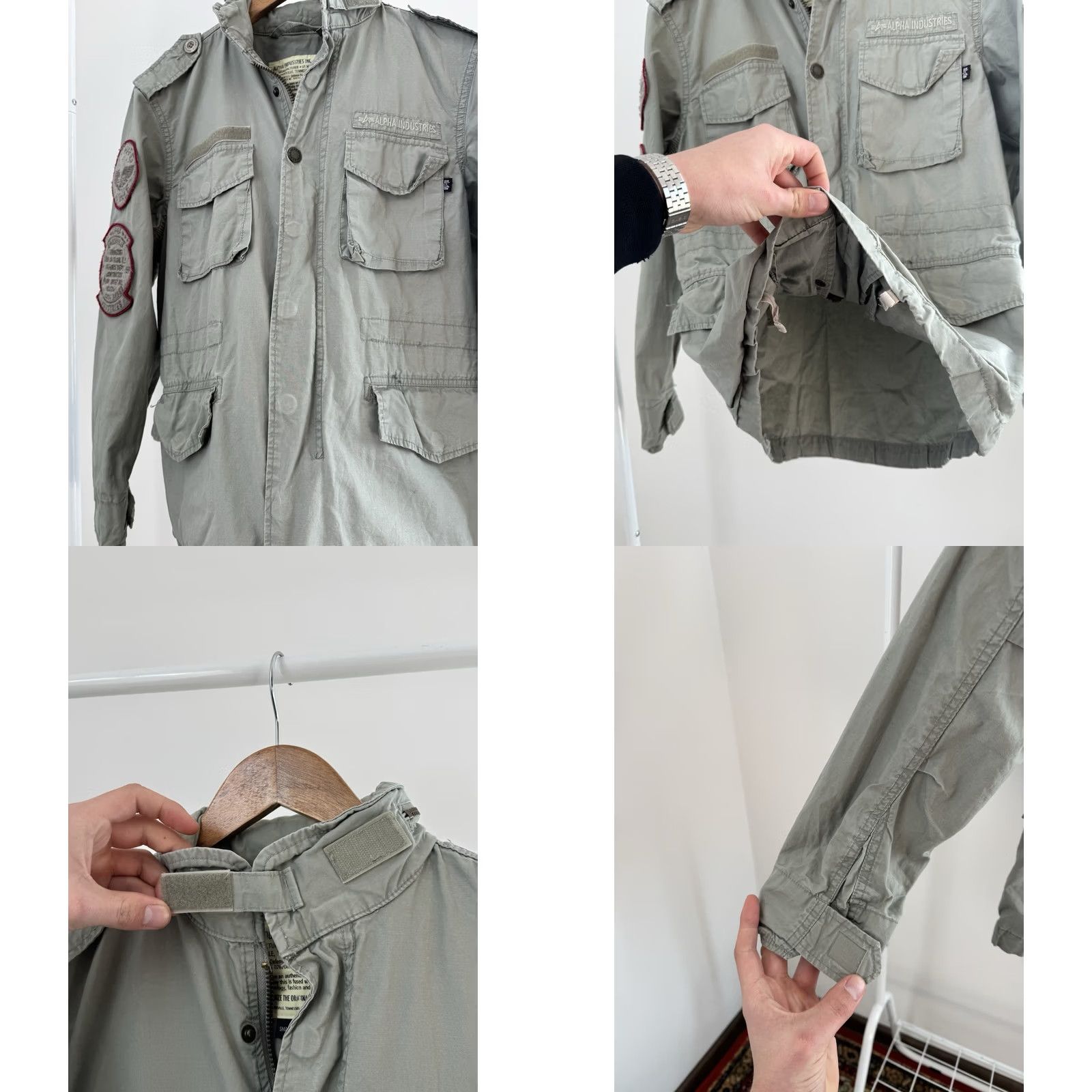 Alpha Industries VINTAGE Alpha Industries Jacket Military 90s Y2K Multi Pocket Cargo Gray S Men Size US S / EU 44-46 / 1 - 8 Thumbnail