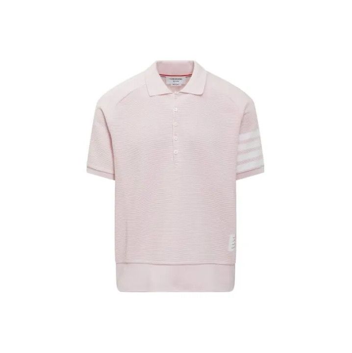 Thom Browne Thom Browne Pink Stripe Detail Polo Shirt Size US S / EU 44-46 / 1 - 1 Thumbnail