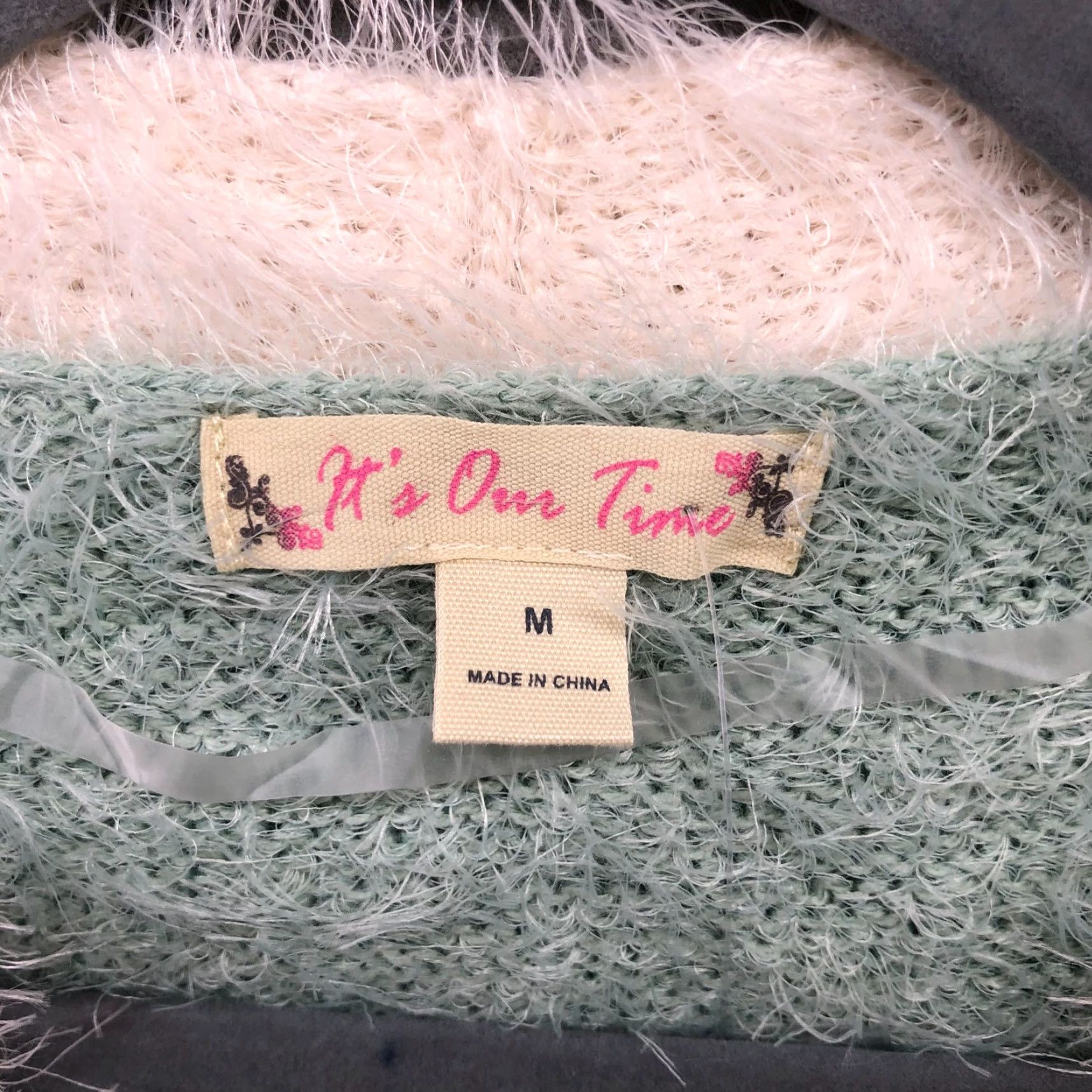 Vintage NWOT It's Our Time Fuzzy Cardigan Womens M V-Neck Mint Pastel Button Front Size M / US 6-8 / IT 42-44 - 7 Thumbnail