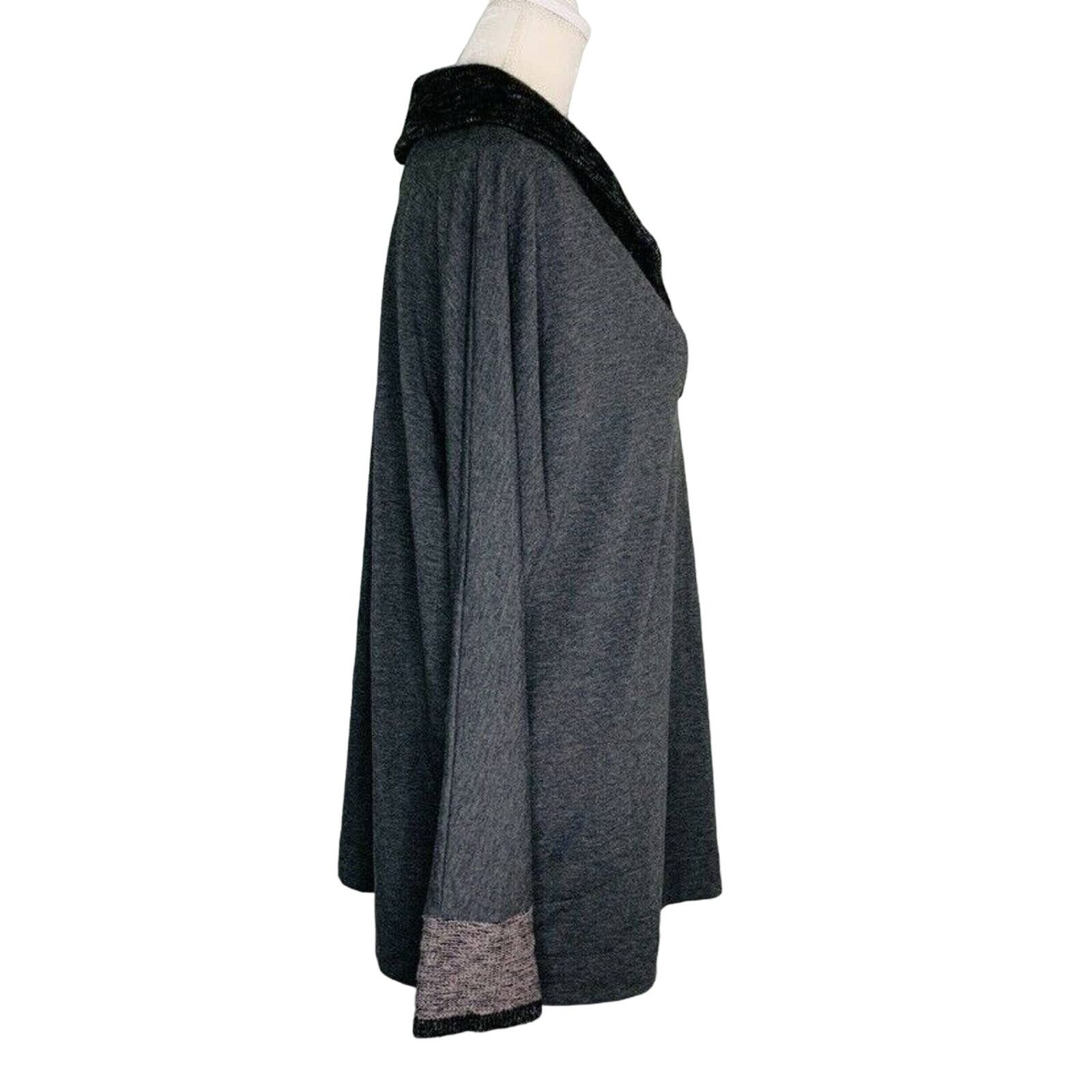 Other Soft Surroundings Gray Tunic Top M Gray LS Soft Pockets Size M / US 6-8 / IT 42-44 - 4 Thumbnail