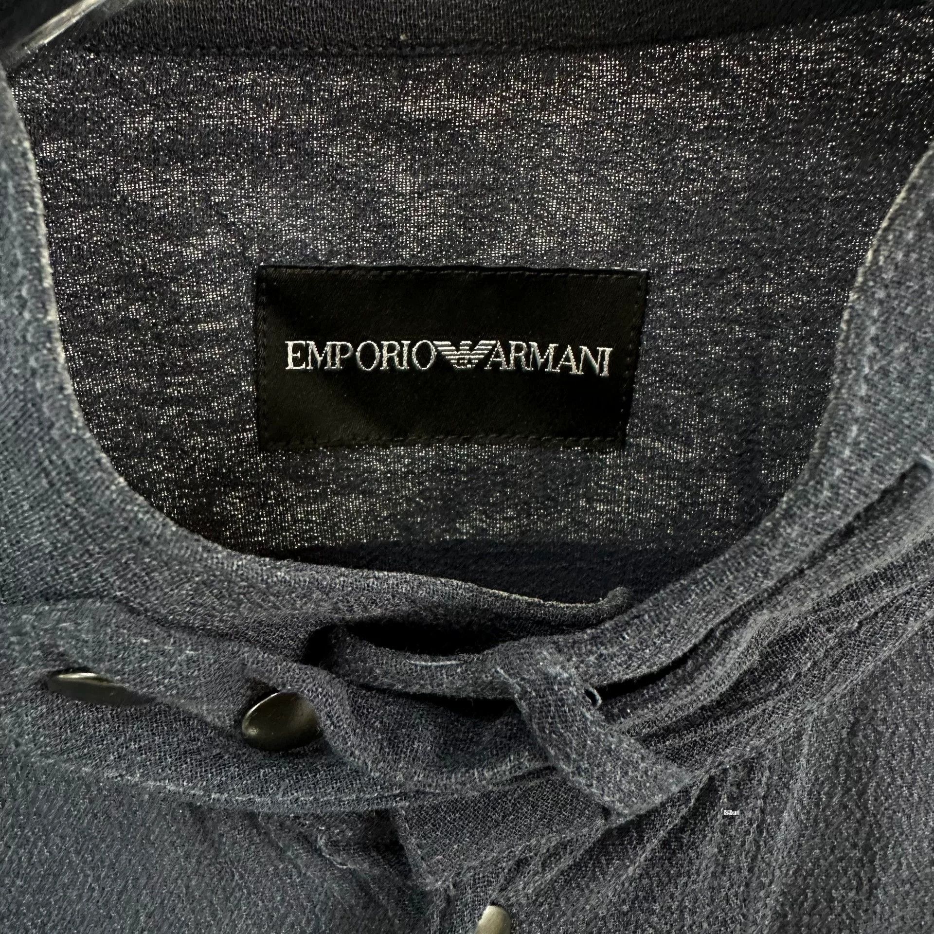 Emporio Armani Emporio Armani Dark Blue Embroidered Logo Shirt Size US M / EU 48-50 / 2 - 2 Thumbnail