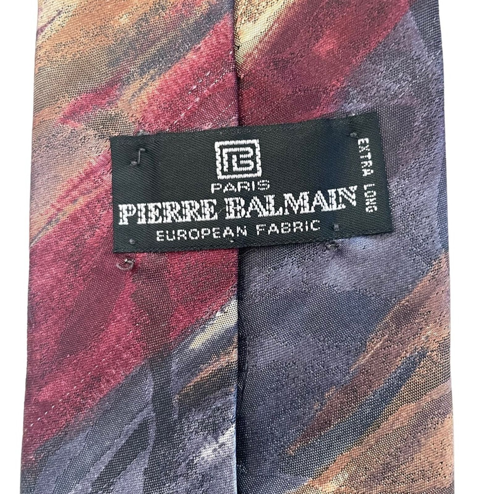Balmain Pierre Balmain Paris Vintage Abstract Extra Long Silk Tie Size ONE SIZE - 5 Thumbnail