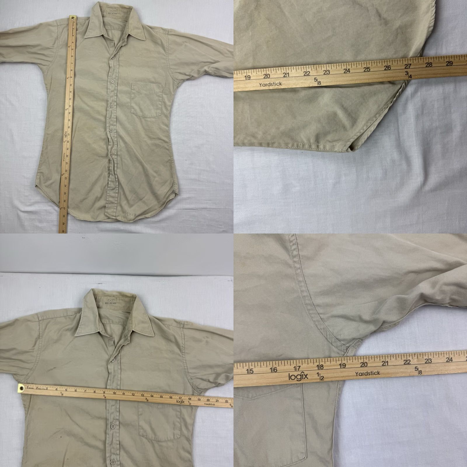 Vintage VINTAGE Army USMC Military Button Up Shirt Adult Medium 1950s True Vintage Beige Mens Size US M / EU 48-50 / 2 - 8 Thumbnail