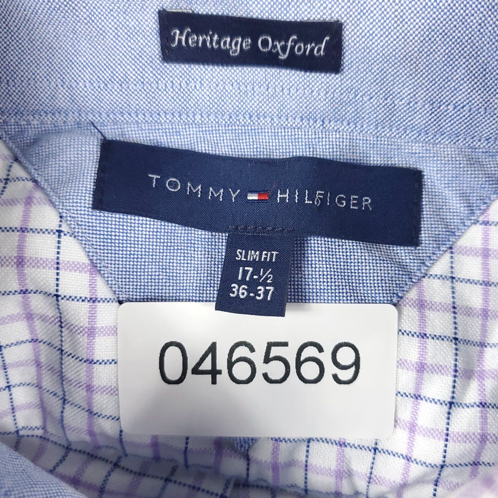 Tommy Hilfiger Vintage Tommy Hilfiger Dress Shirt Men 17.5 Purple Blue Check Long Sleeve Business Casual Formal Size 46R - 7 Thumbnail
