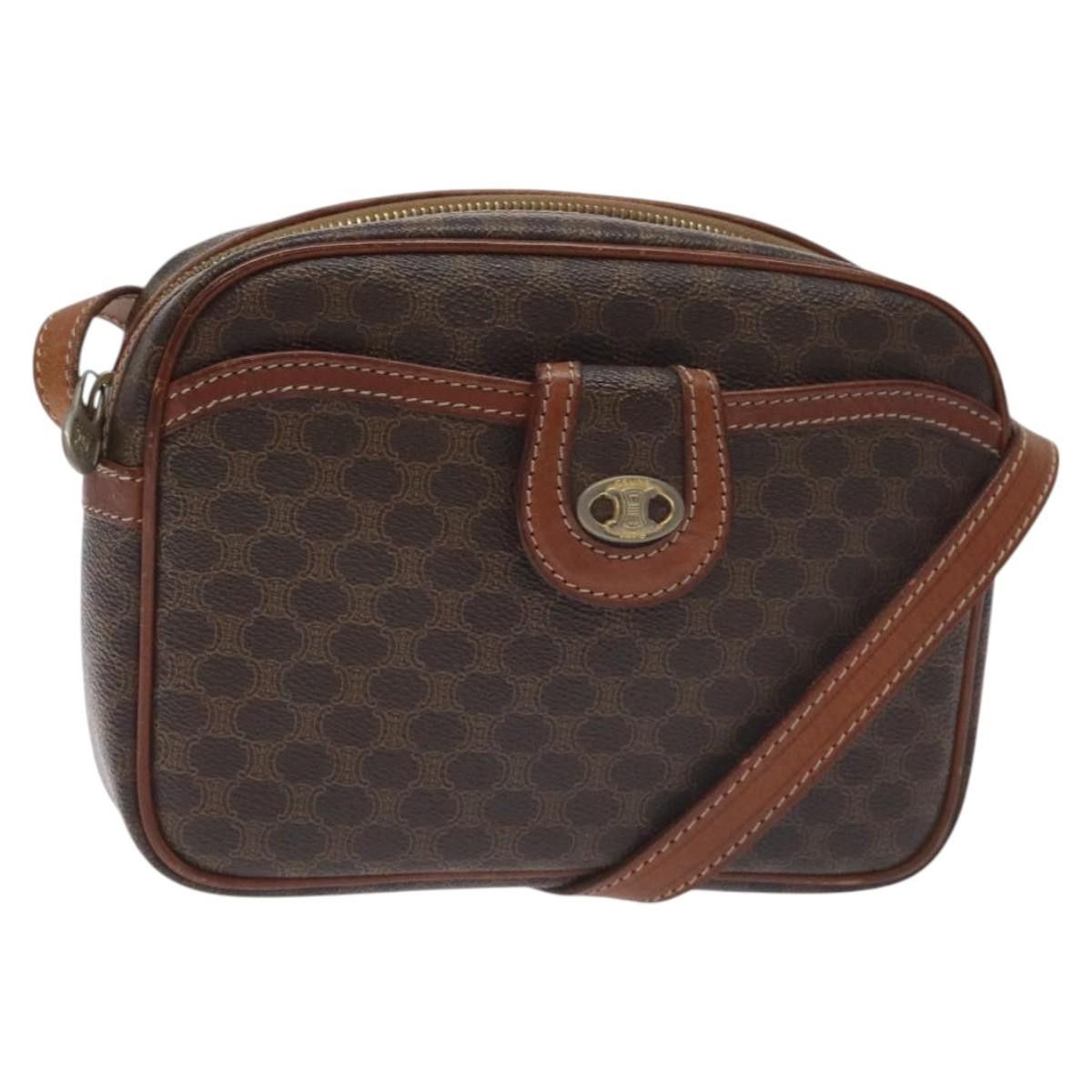Celine CELINE Macadam Canvas Shoulder Bag Pvc Leather Brown Gold Size ONE SIZE - 1 Thumbnail