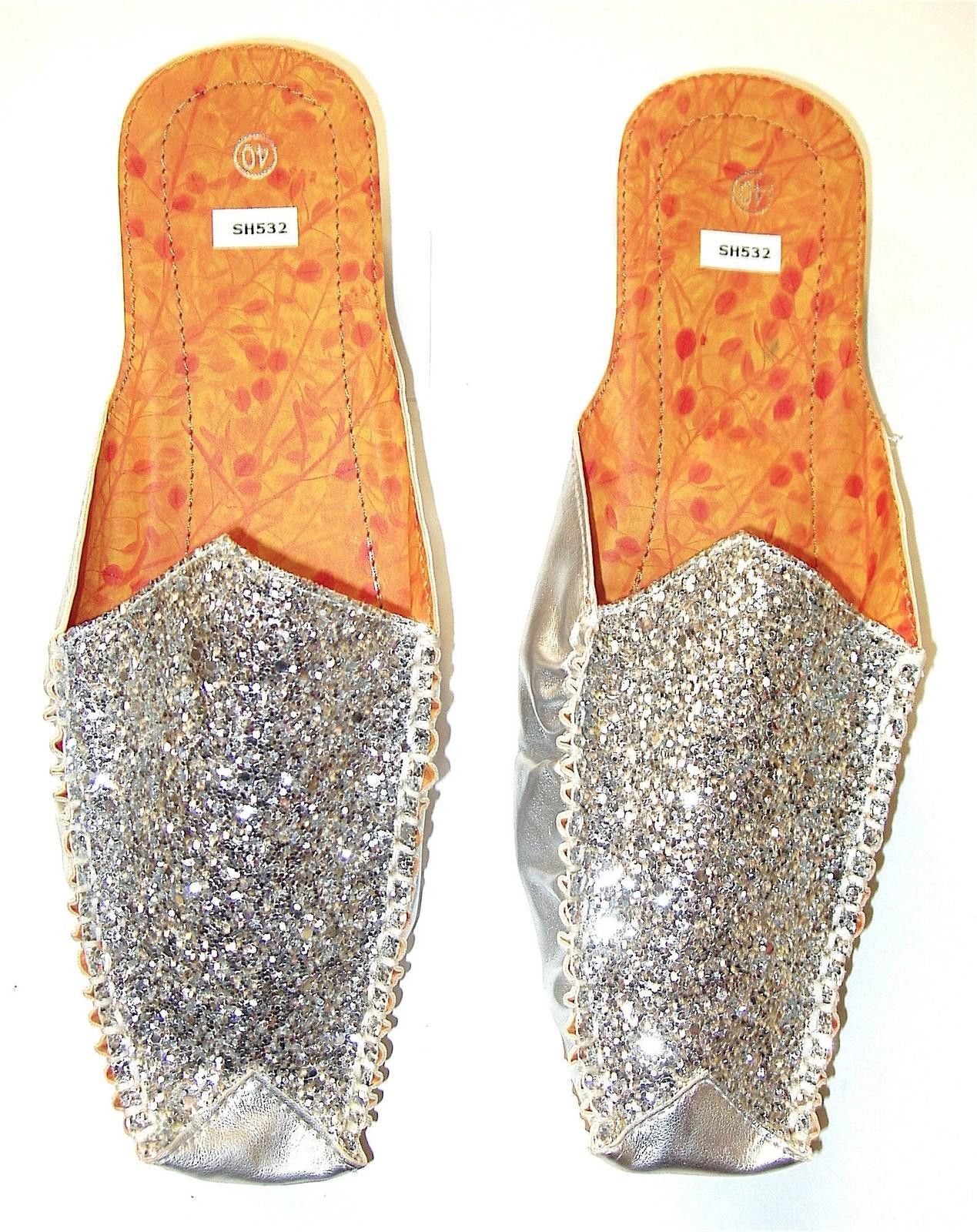 Designer Sequin Satin Beaded Slippers SILVER size 7 only Size US 7 / IT 37 - 1 Preview