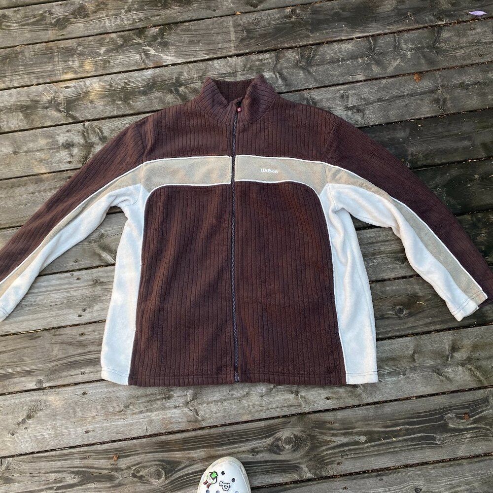 Wilson Vintage 90s Wilson Embroidered Corduroy Zip Up Jacket Brown Size US L / EU 52-54 / 3 - 1 Thumbnail