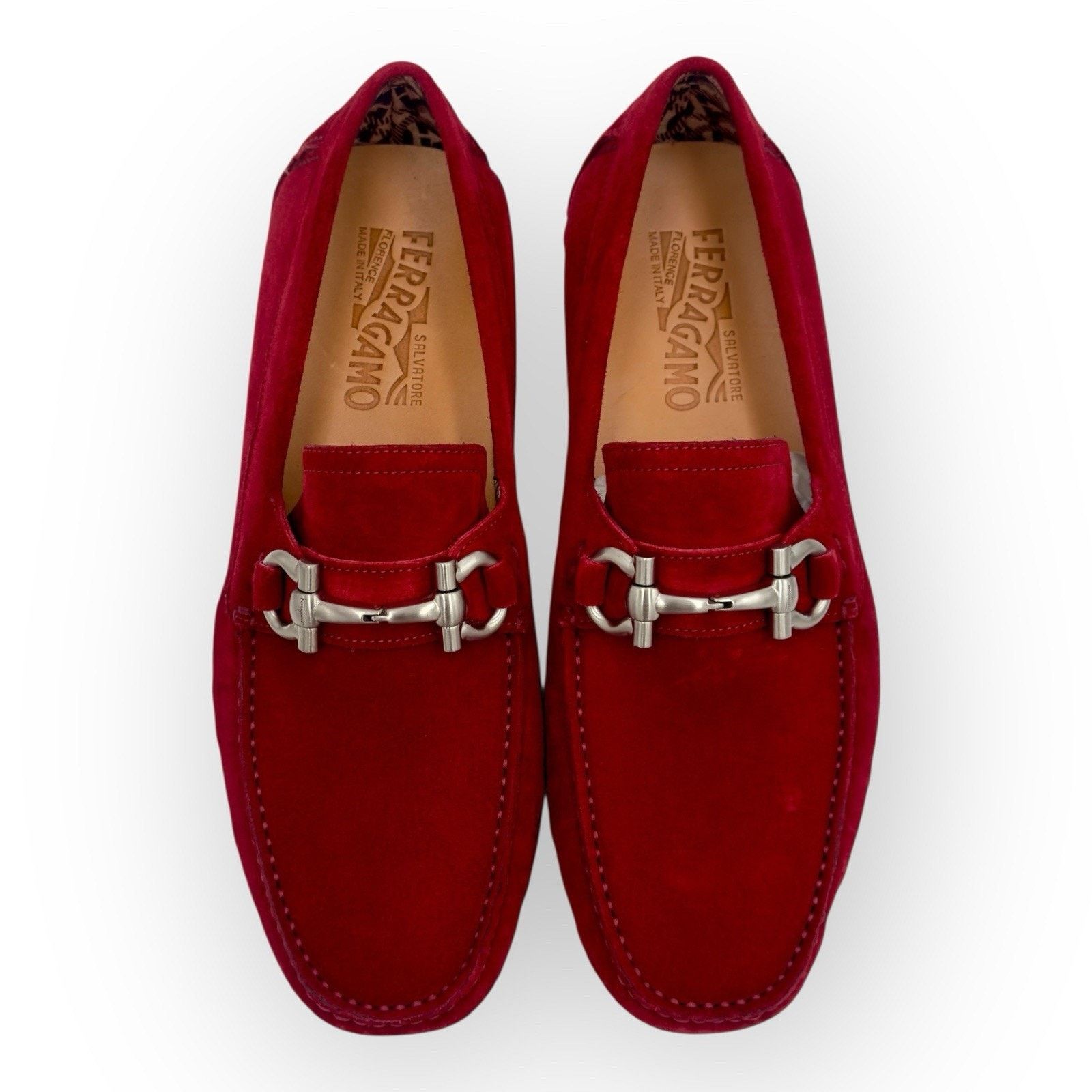 Salvatore Ferragamo Ferragamo Suede Loafers with Gancini In Red 7.5UK 8.5US Size US 8.5 / EU 41-42 - 9 Thumbnail