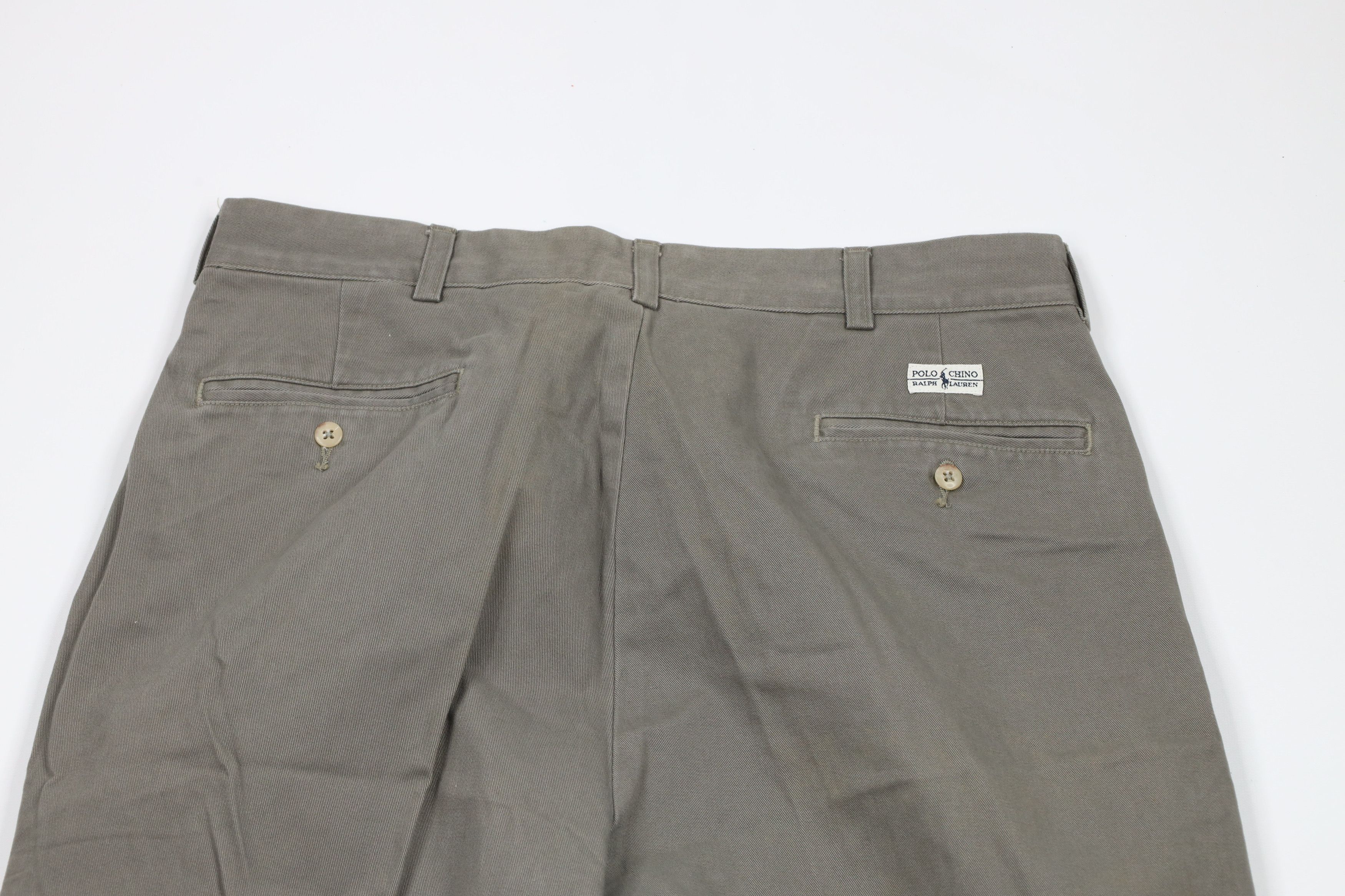 Ralph Lauren × Vintage Vintage 90s Ralph Lauren Wide Leg Chino Pants Gray Green Size US 34 / EU 50 - 9 Thumbnail